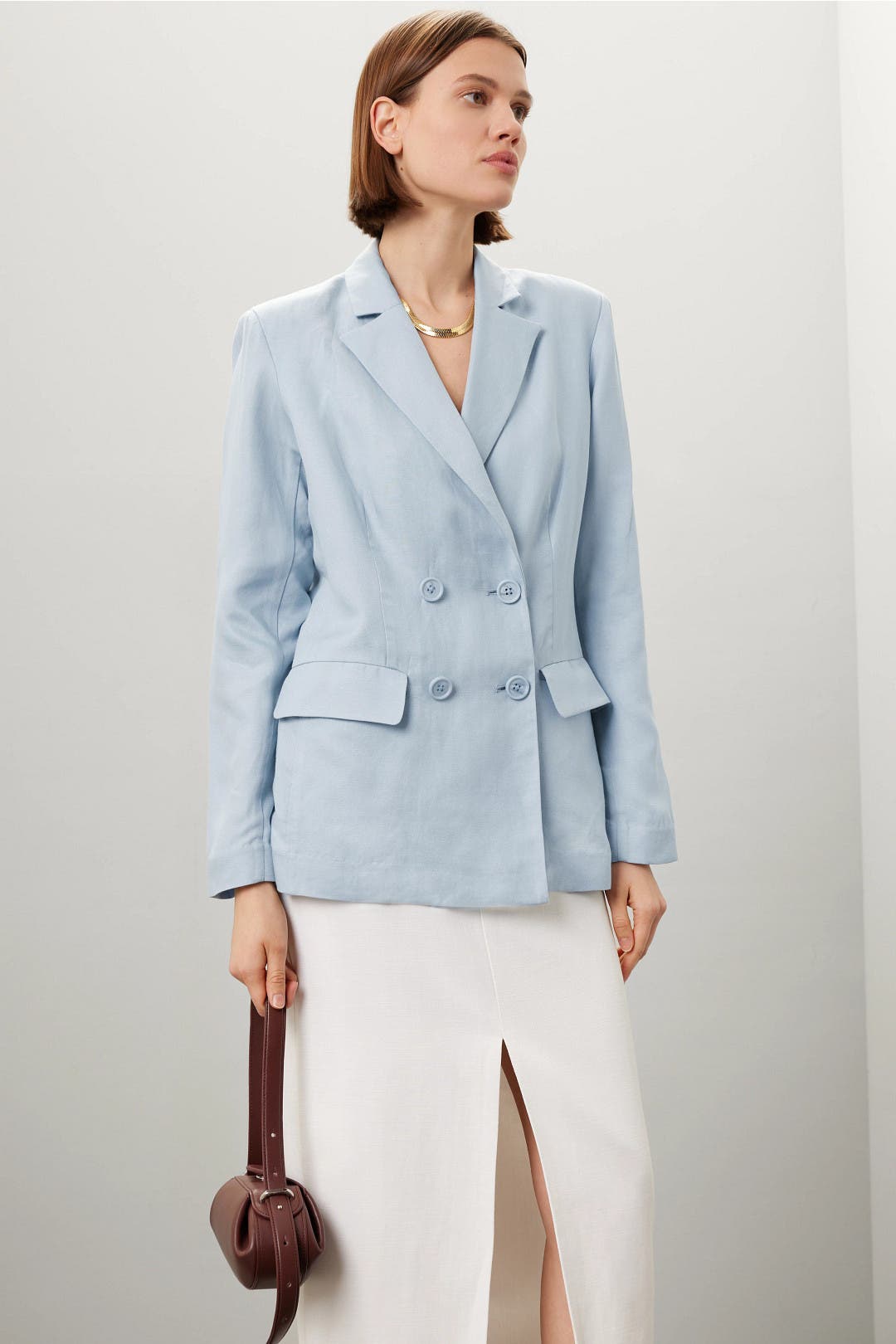 Rosetta Getty x RTR Blue Double Breasted Blazer Blue
