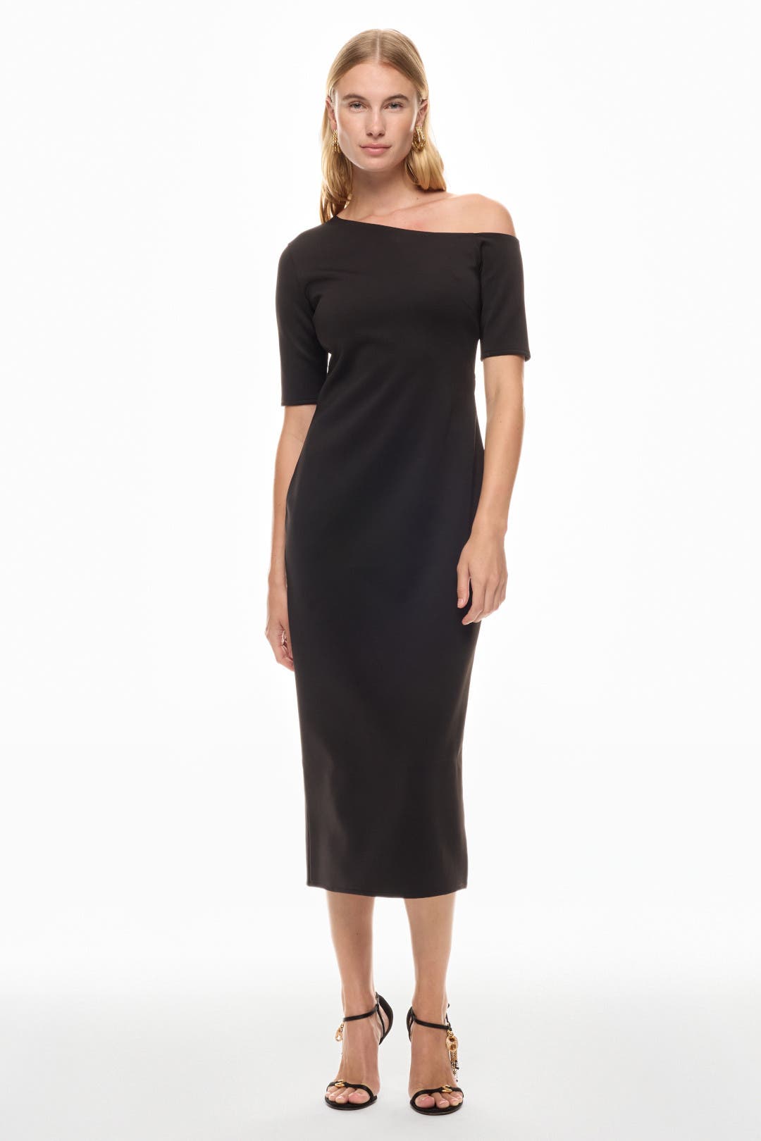 Rosetta Getty x RTR One Shoulder Midi Dress Black