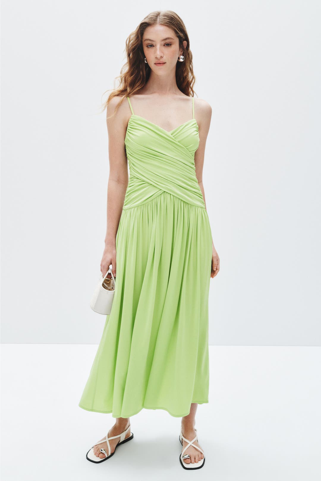 Rosetta Getty x RTR Sweetheart Ruched Dress Green