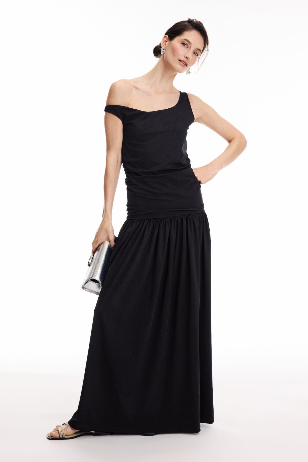Rhe Off Shoulder Scuba Dress Black