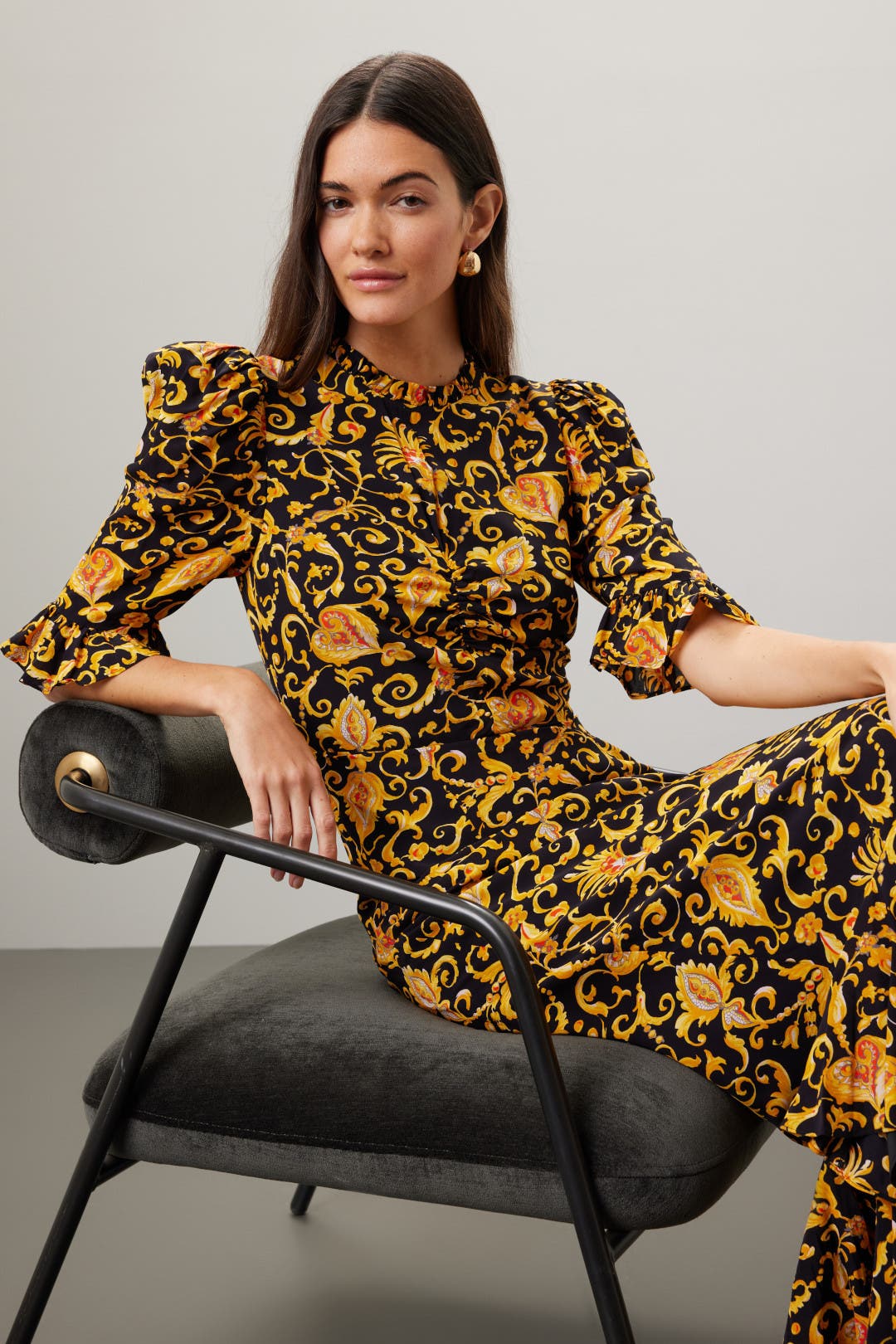 Rhode Felix Dress Yellow-black-print