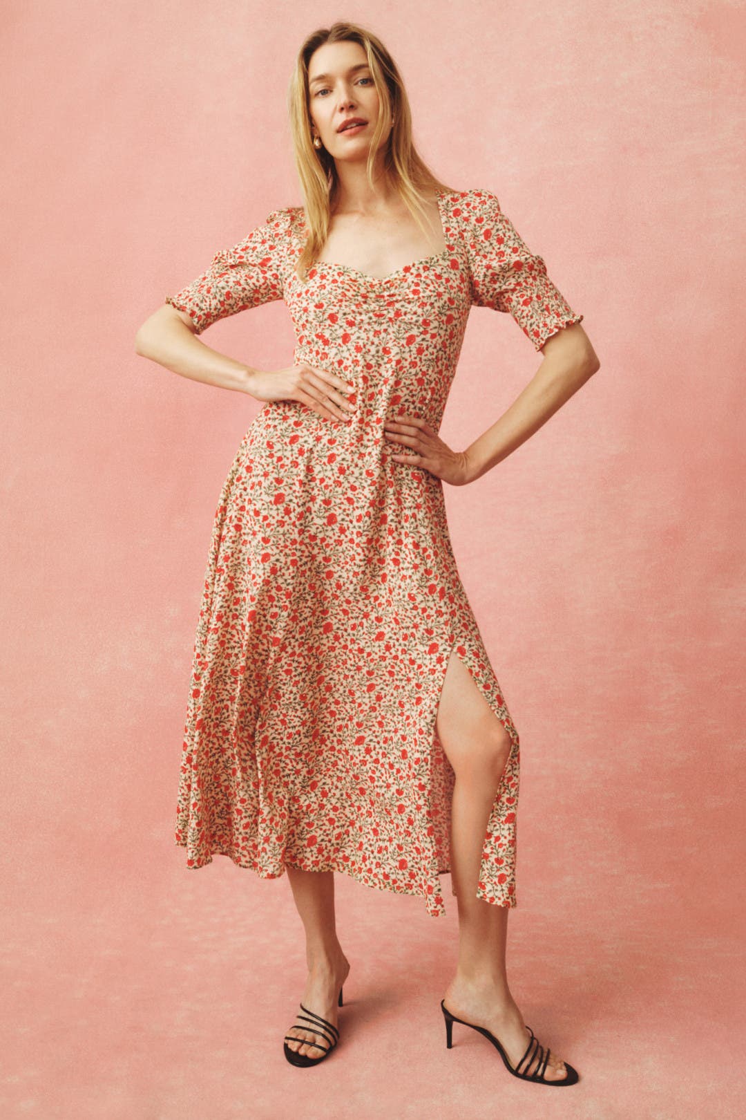 Rixo x RTR Albertine Midi Dress Multicolored-red-print