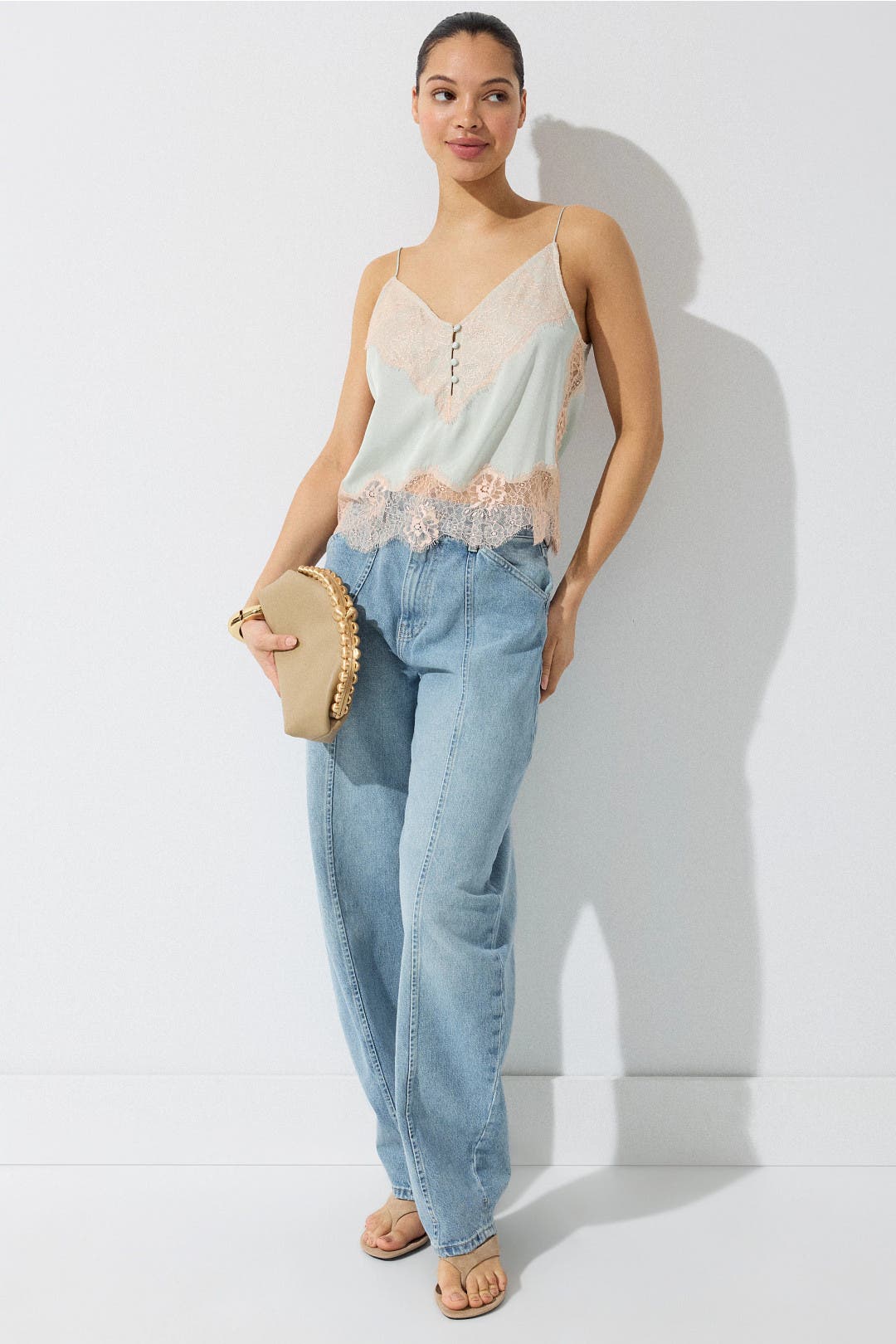 Ronny Kobo Suraiya Cami Top Cream-blue