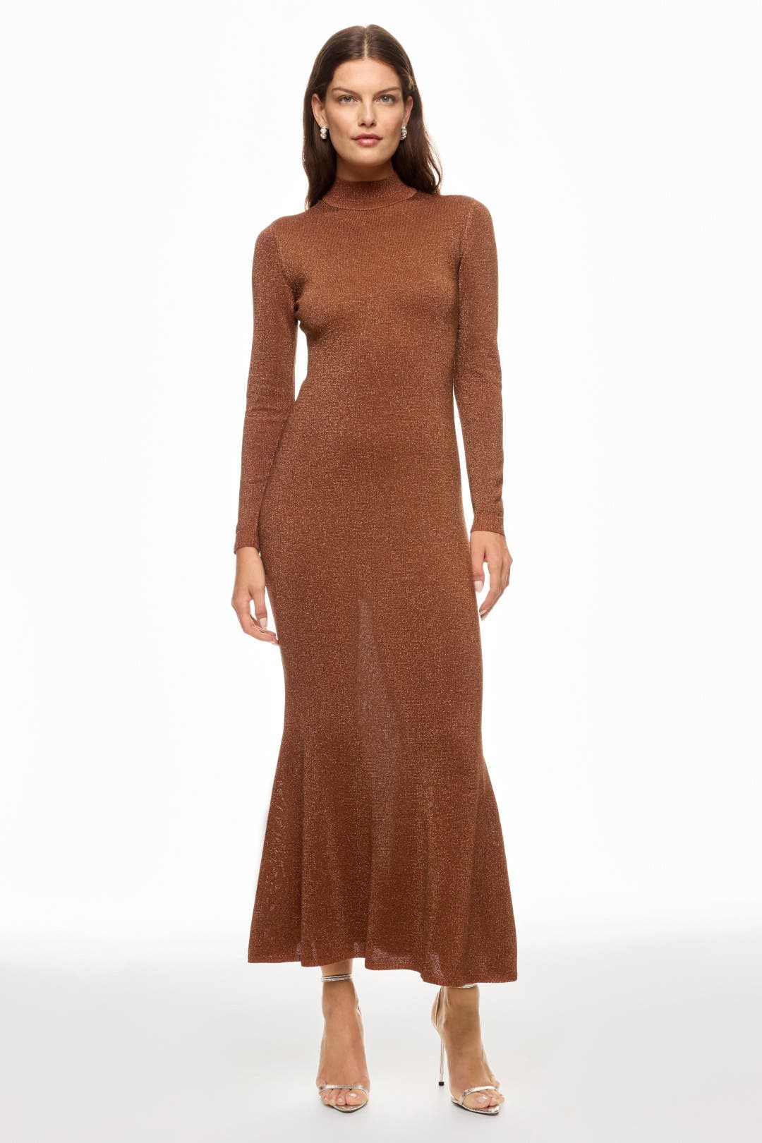 Ronny Kobo x RTR Sheer Metallic Dress Brown