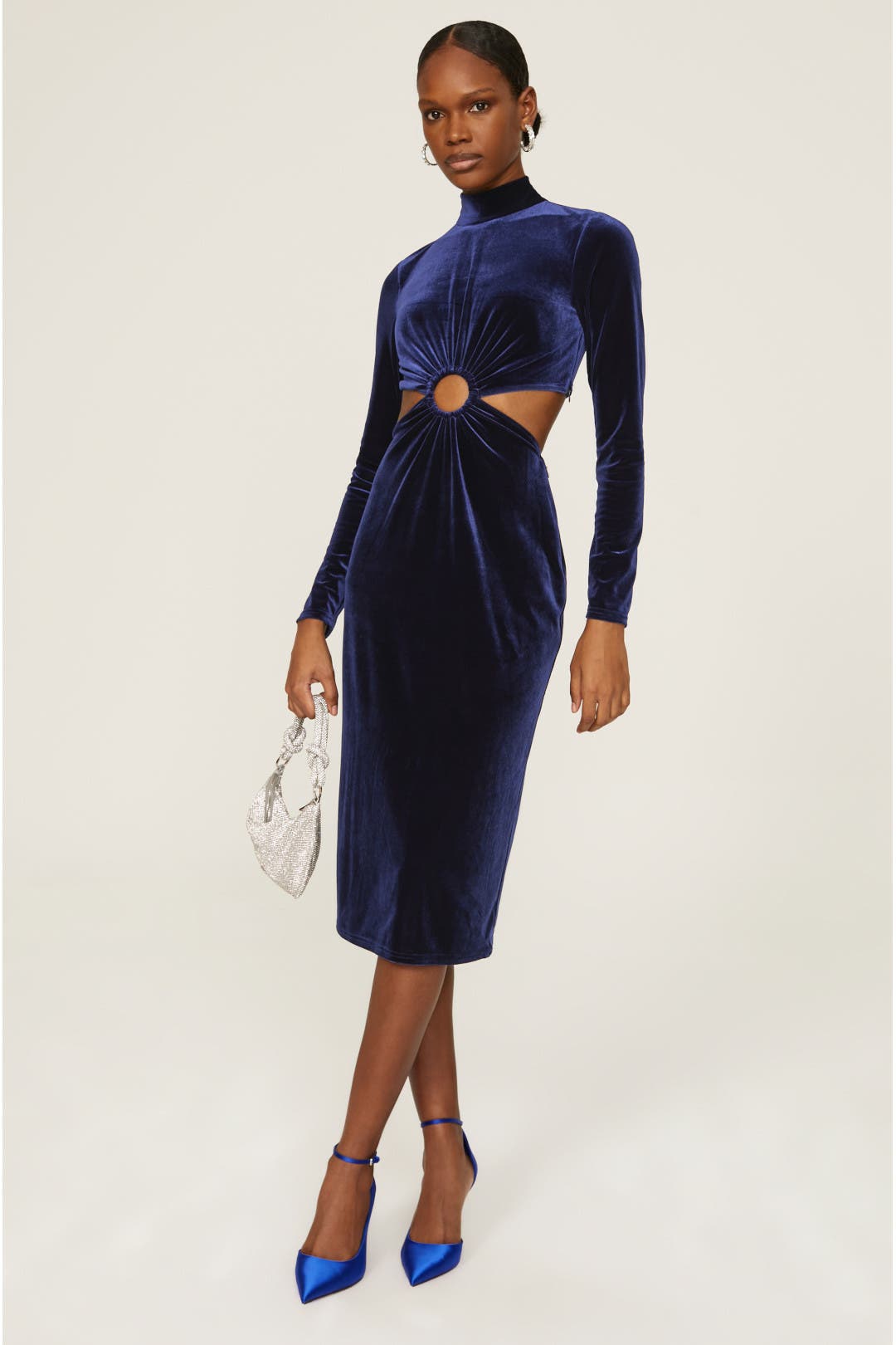 Ronny Kobo x RTR Velvet Cutout Dress Blue