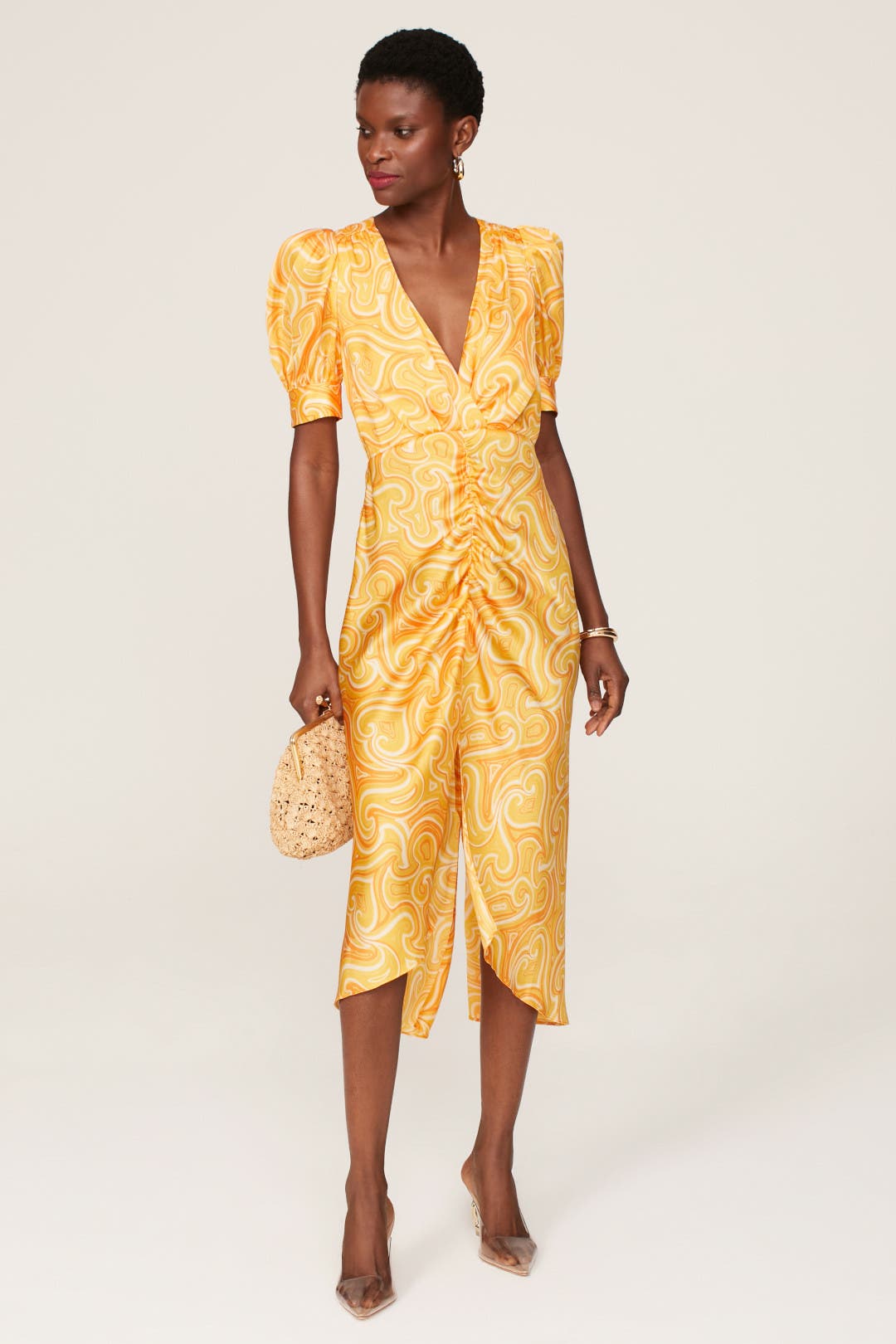 Ronny Kobo x RTR Orange Swirl Midi Dress Orange-print