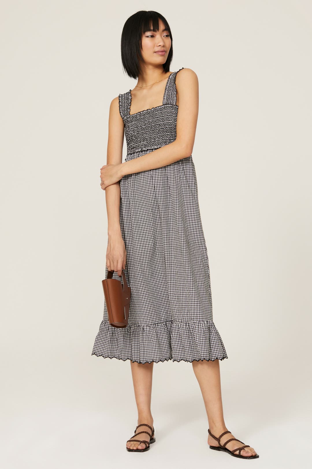 Rails Rumi Gingham Midi Dress Black-white-print
