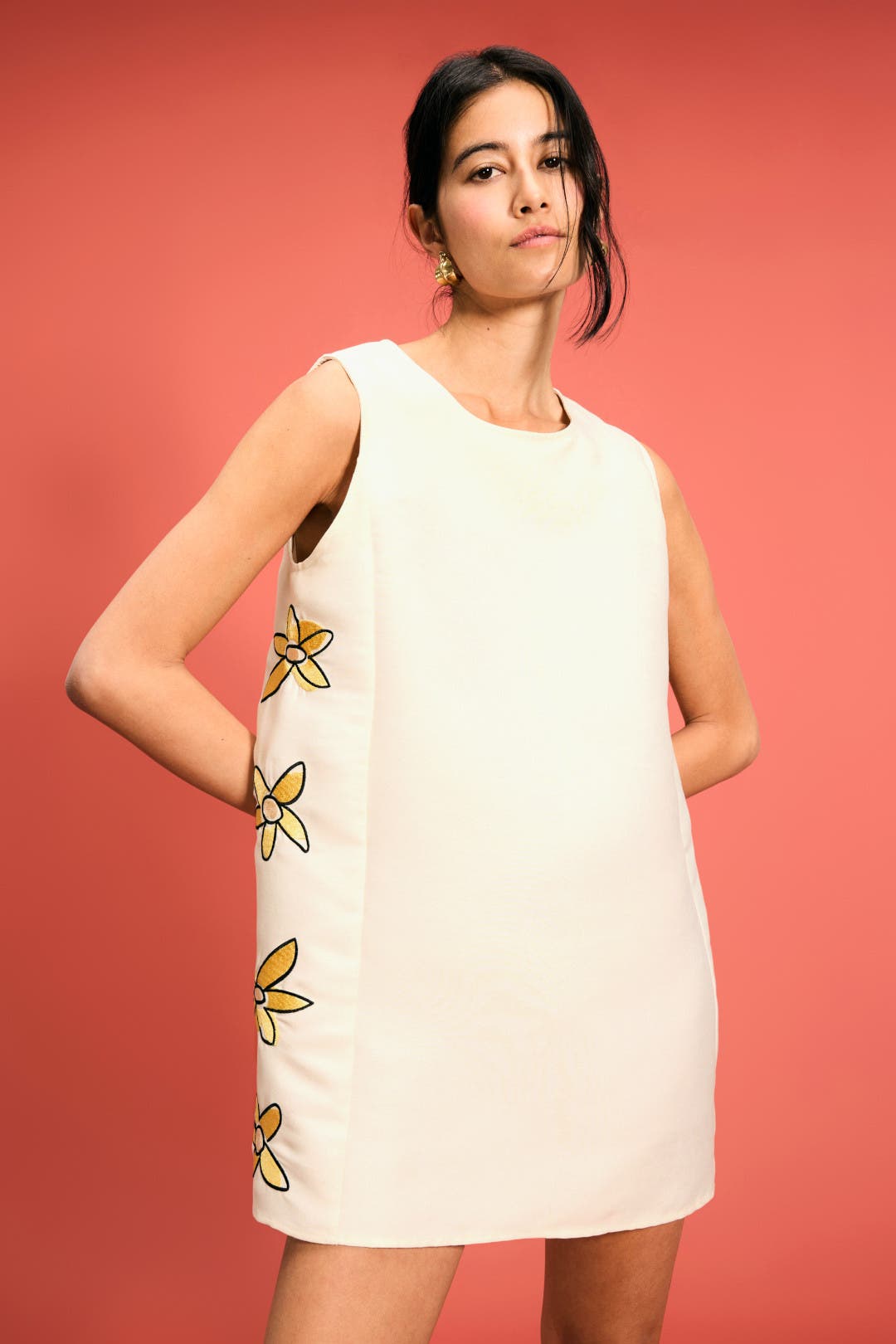 Romy Bloom Shift Mini Dress White-yellow-print