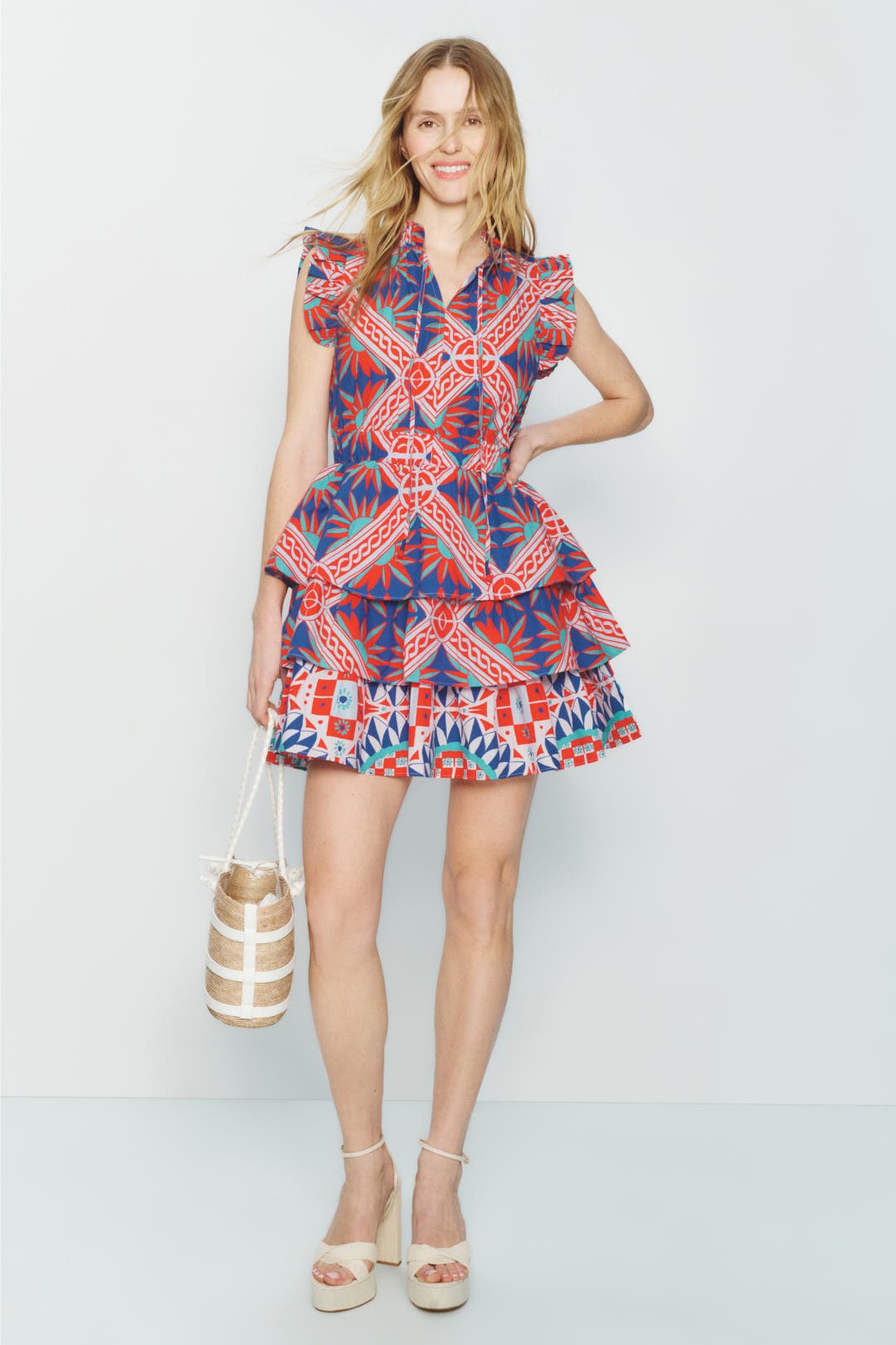 Ro's Garden Bimba Dress Red-blue-print
