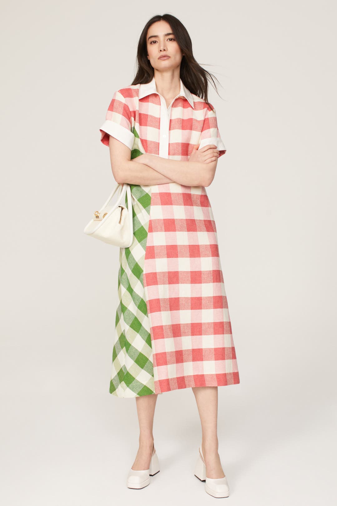 Rosie Assoulin Plaid Polo Dress Red-green-print