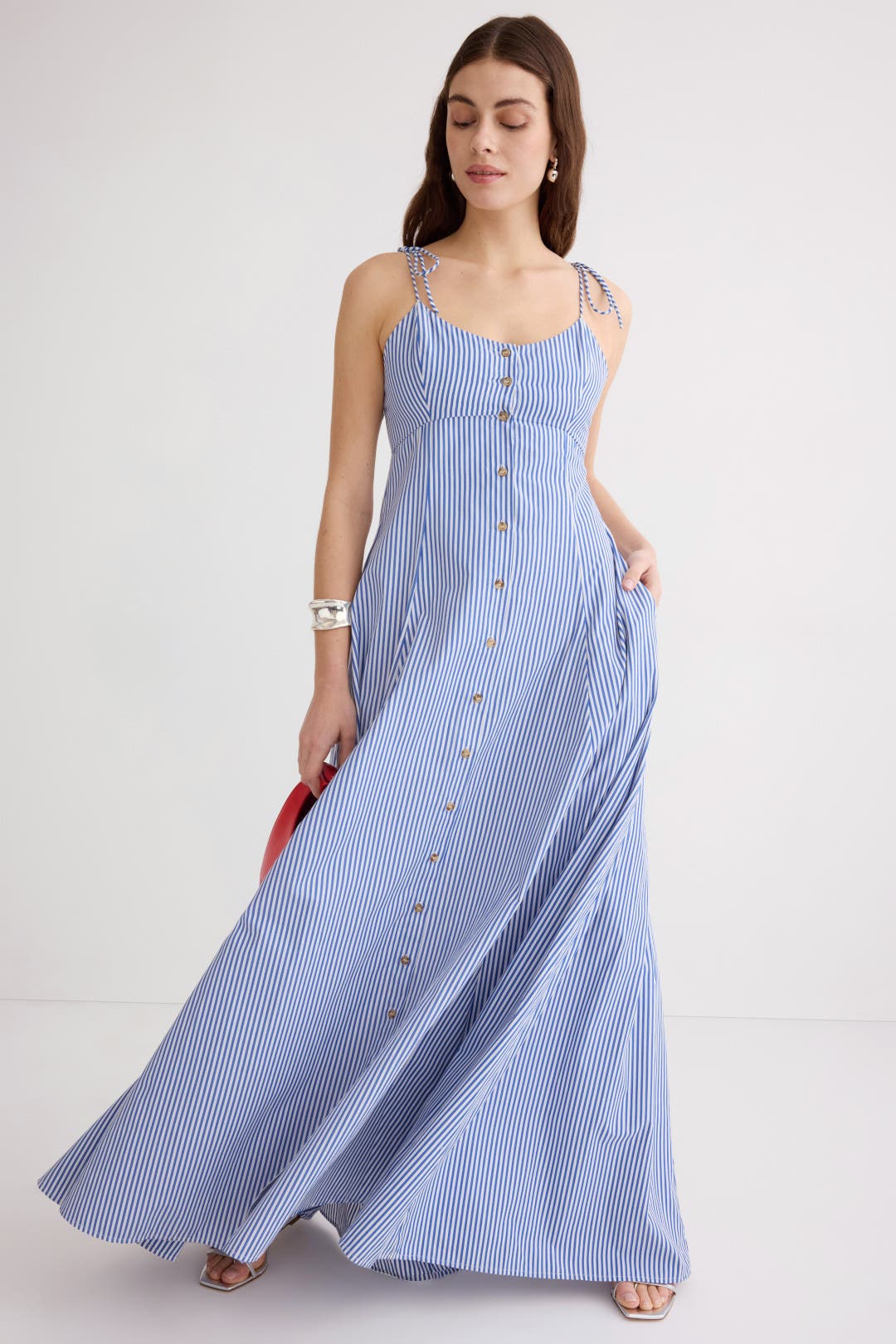 Rosie Assoulin High Garden Maxi Dress Blue-white-print