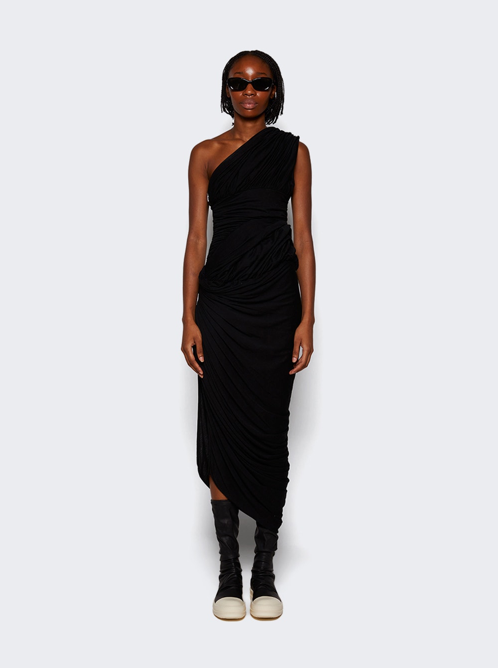 Lido Draped Midi Dress Black