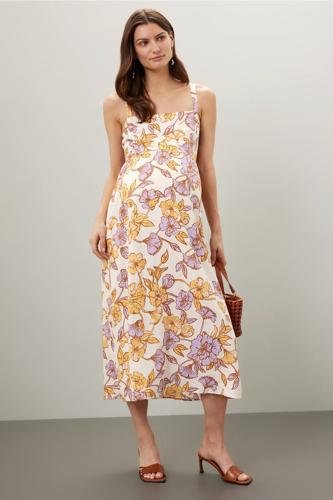 ripe Maya Tie Back Linen Dress Multicolored-white-print