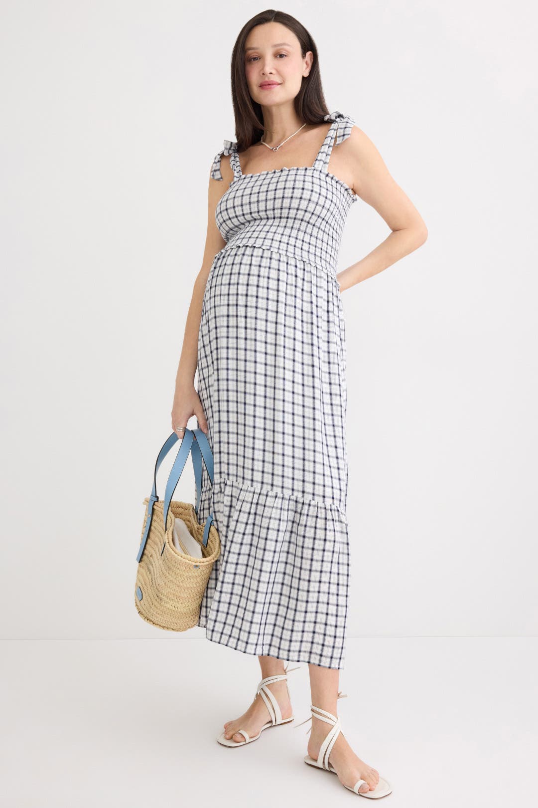 ripe Phoebe Smocked Dress White-blue-print
