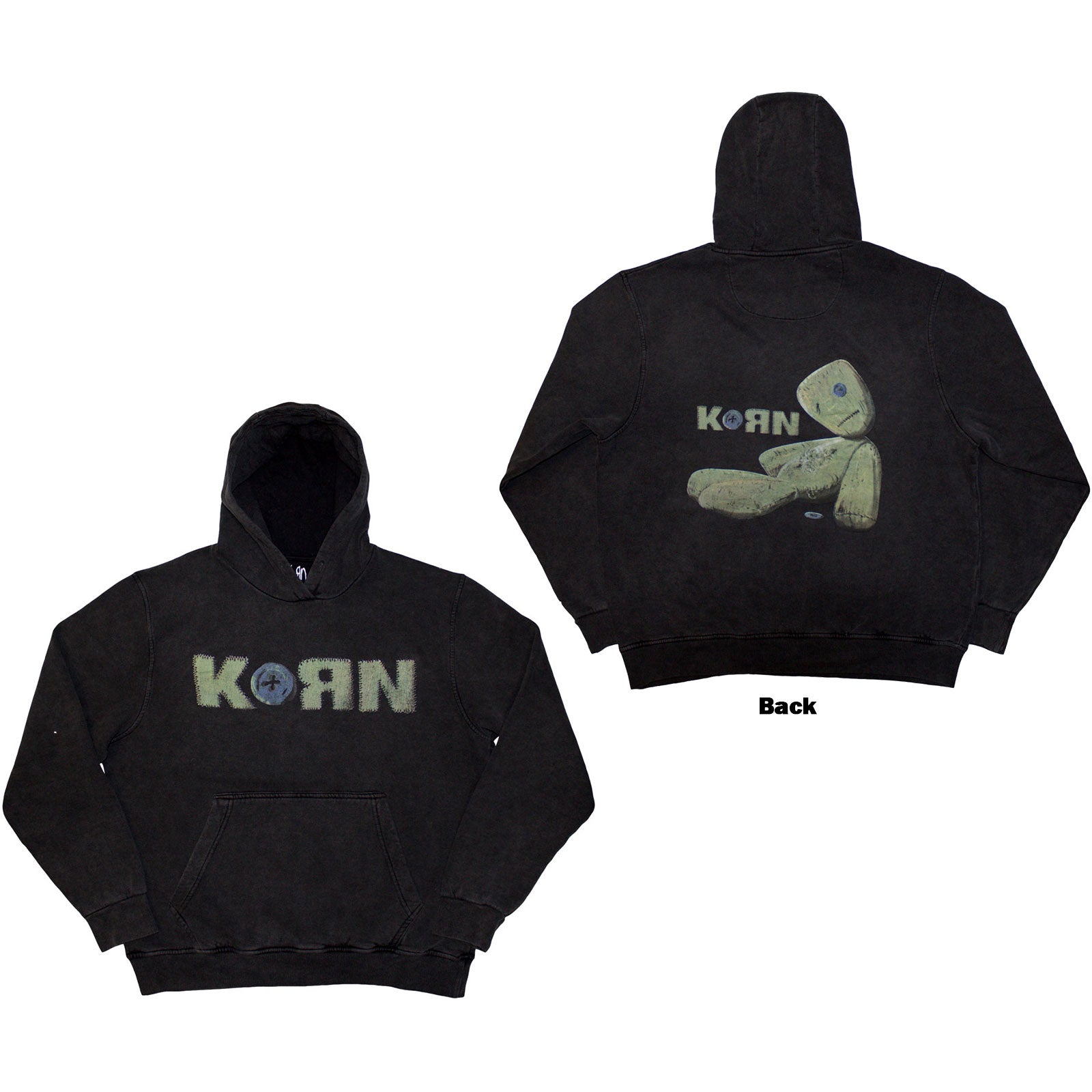 KORN - DOLL ISSUES - Stone Wash Pullover Hoodie Grey Back Print