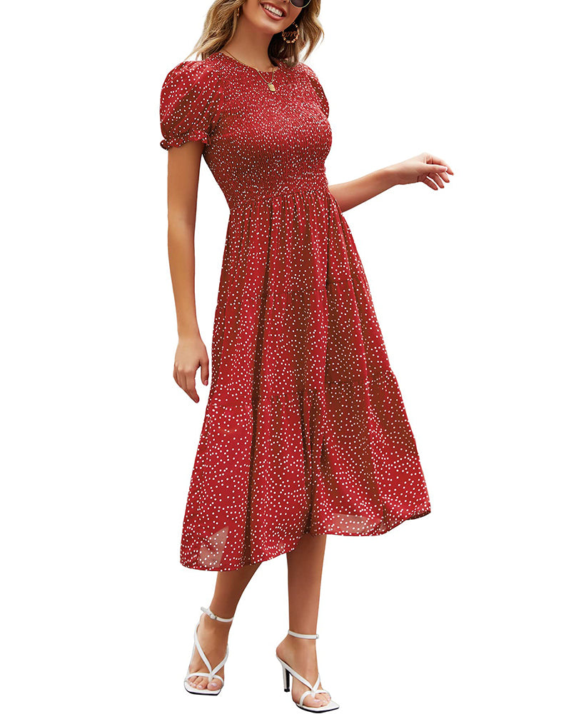 Zeagoo Women's Boho Floral Print Vintage Maxi Dress - Red S