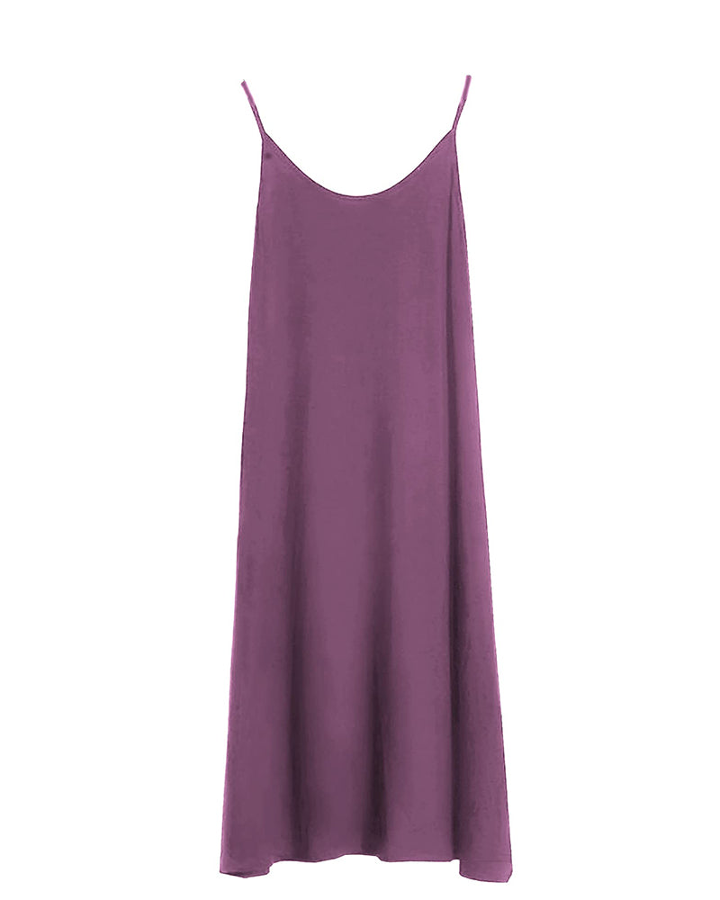 Zeagoo Women's Adjustable Spaghetti Strap Chiffon Dress - Rose Purple