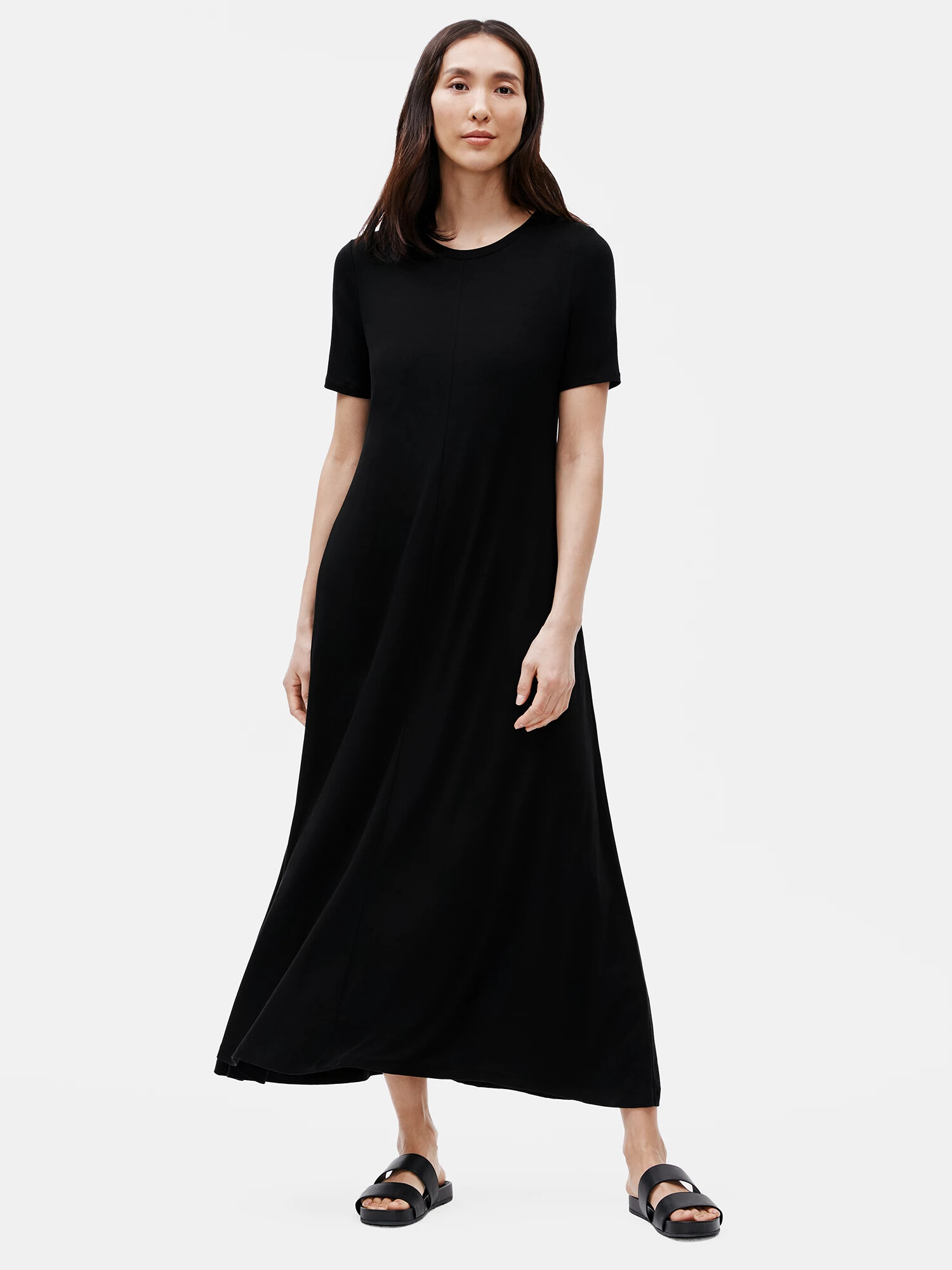 Fine Jersey Crew Neck Maxi Dress