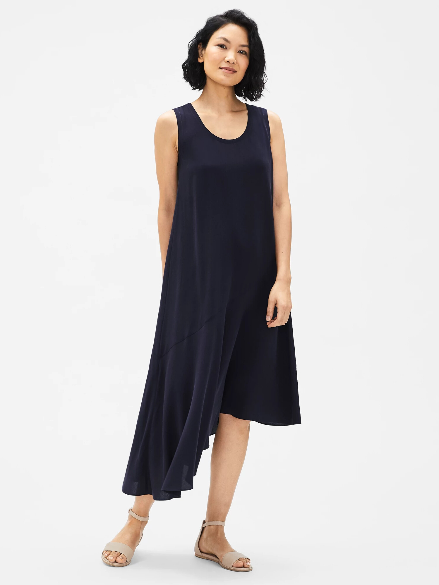 Silk Georgette Crepe Asymmetrical Dress