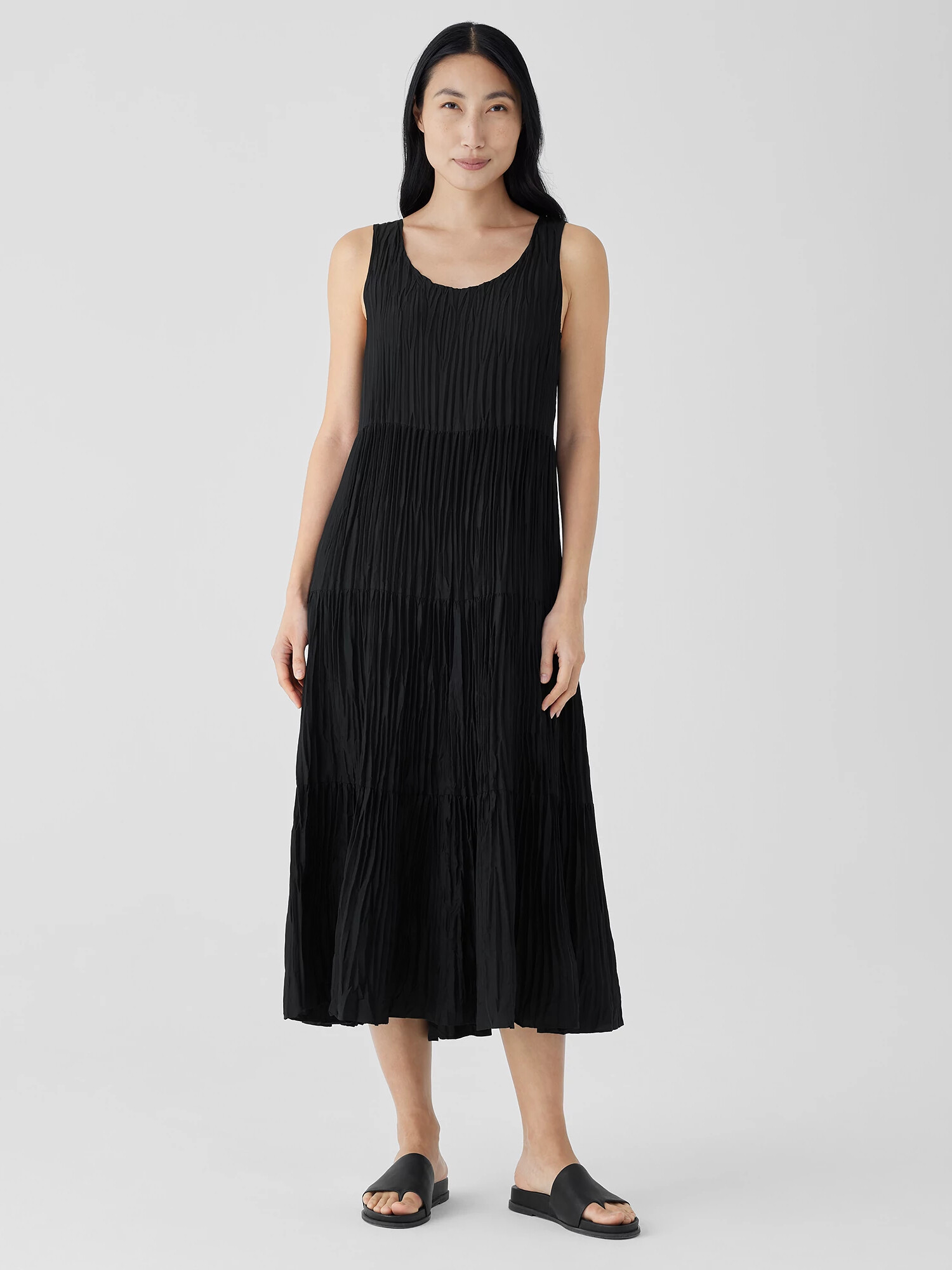 Crushed Silk Tiered Dress