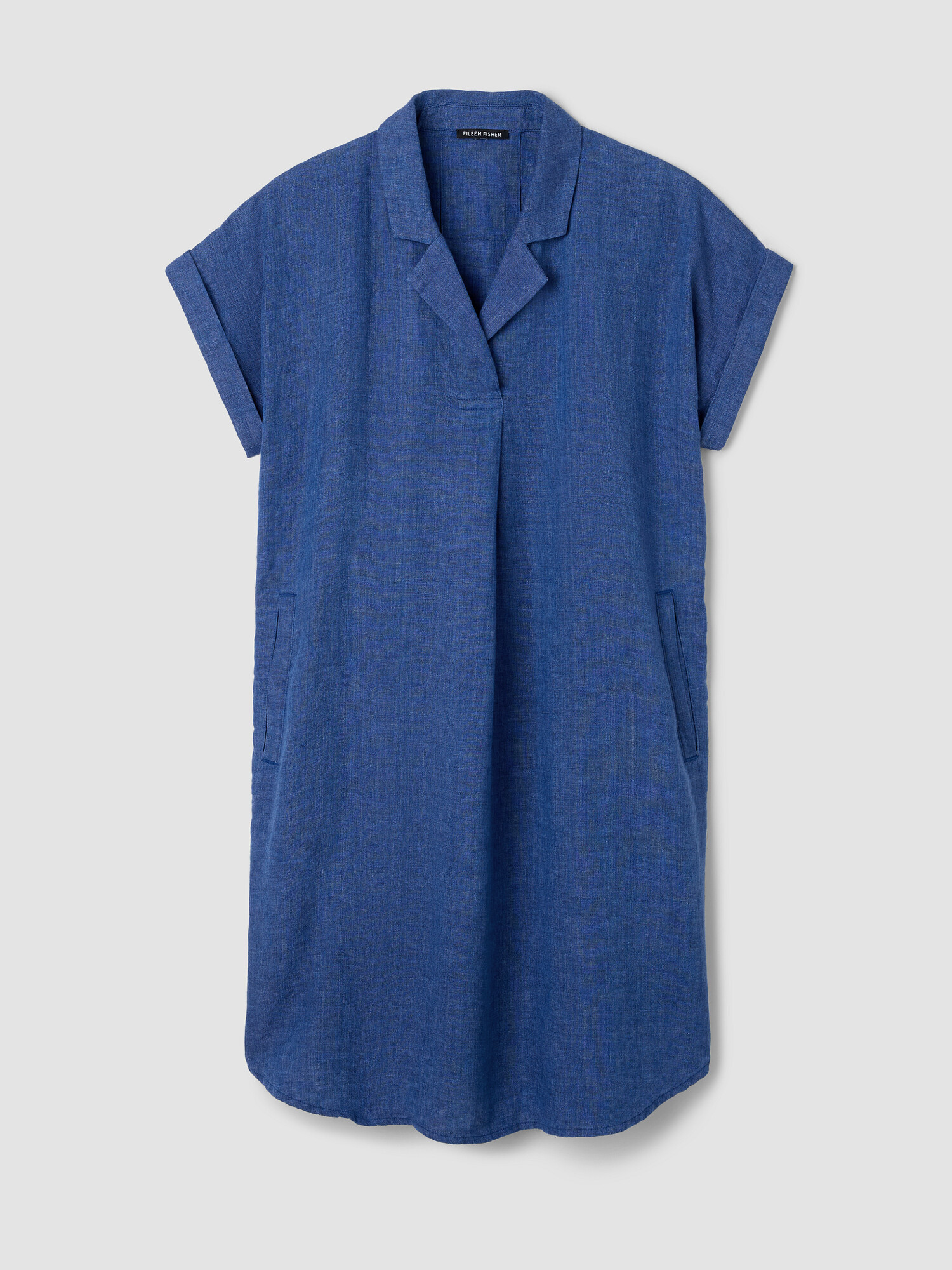 Washed Organic Linen Delave Notch Collar Dress