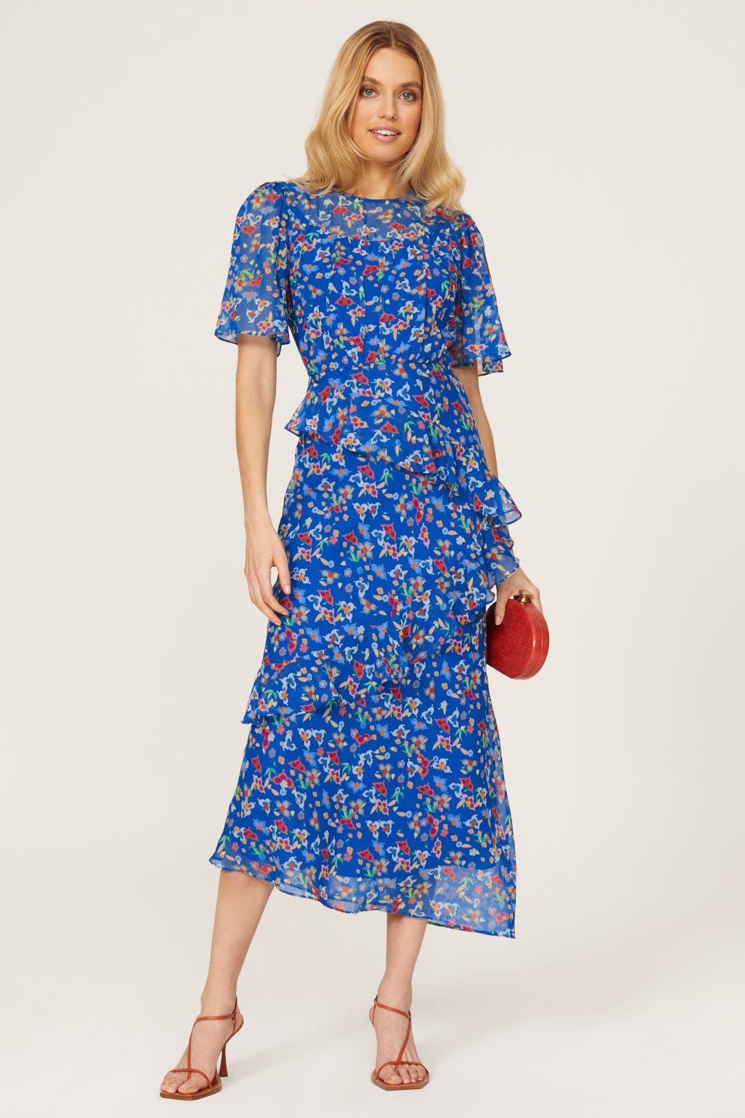 Saloni Vida Ruffled Dress Blue-multicolored-print