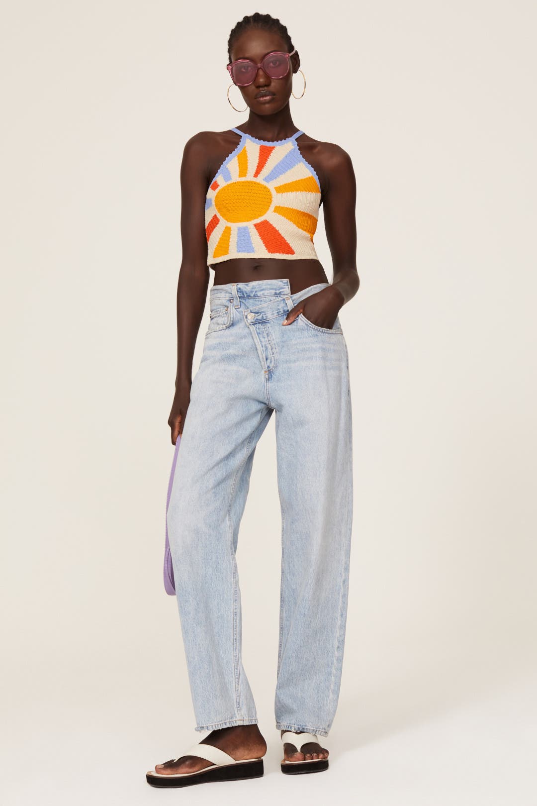 Sandro Soleil Crop Top Multicolored-orange