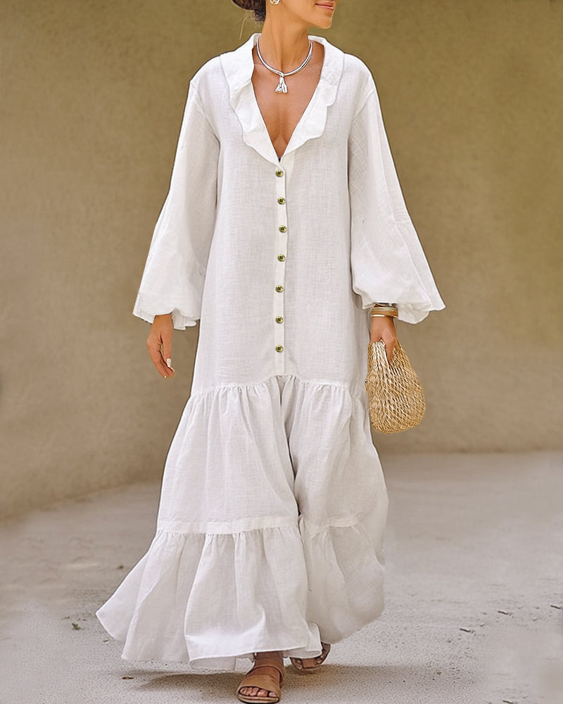 Zeagoo Women's Breezy Flared Sleeve Cotton Maxi Dress