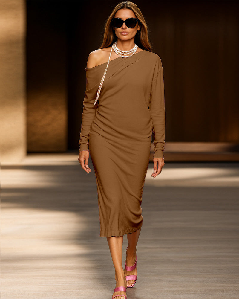 Zeagoo Elegant Off Shoulder Midi Dress for Women Casual Elegant Summer Work Brunch