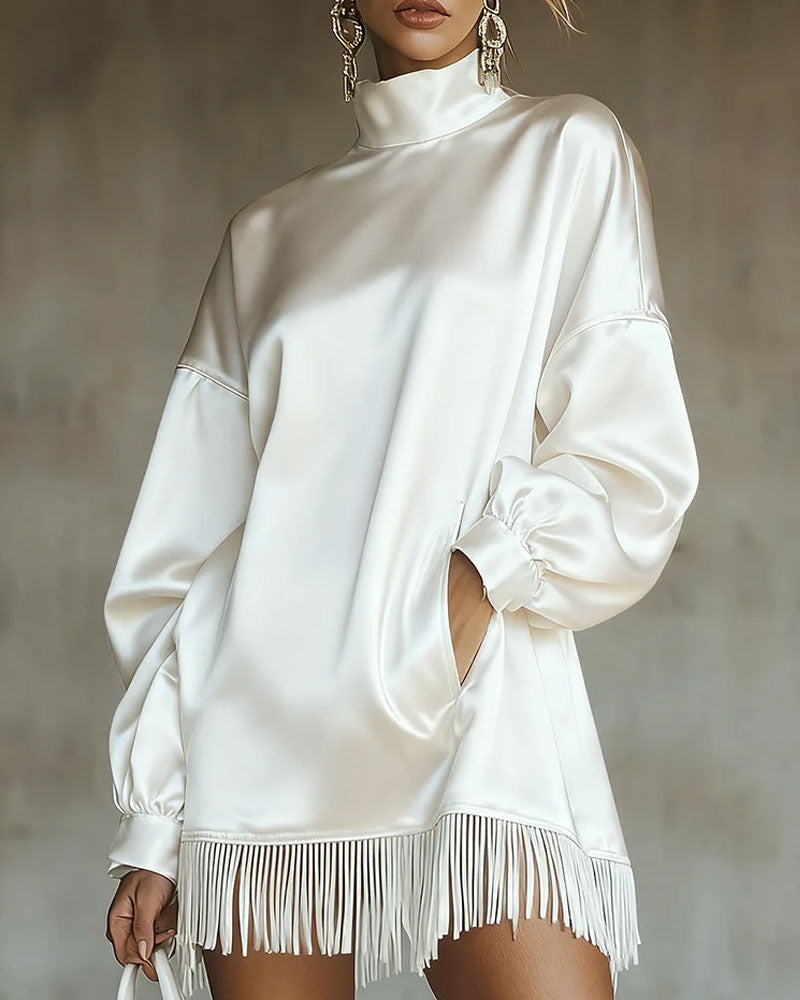 Glamorous Satin Fringe Mini Dress