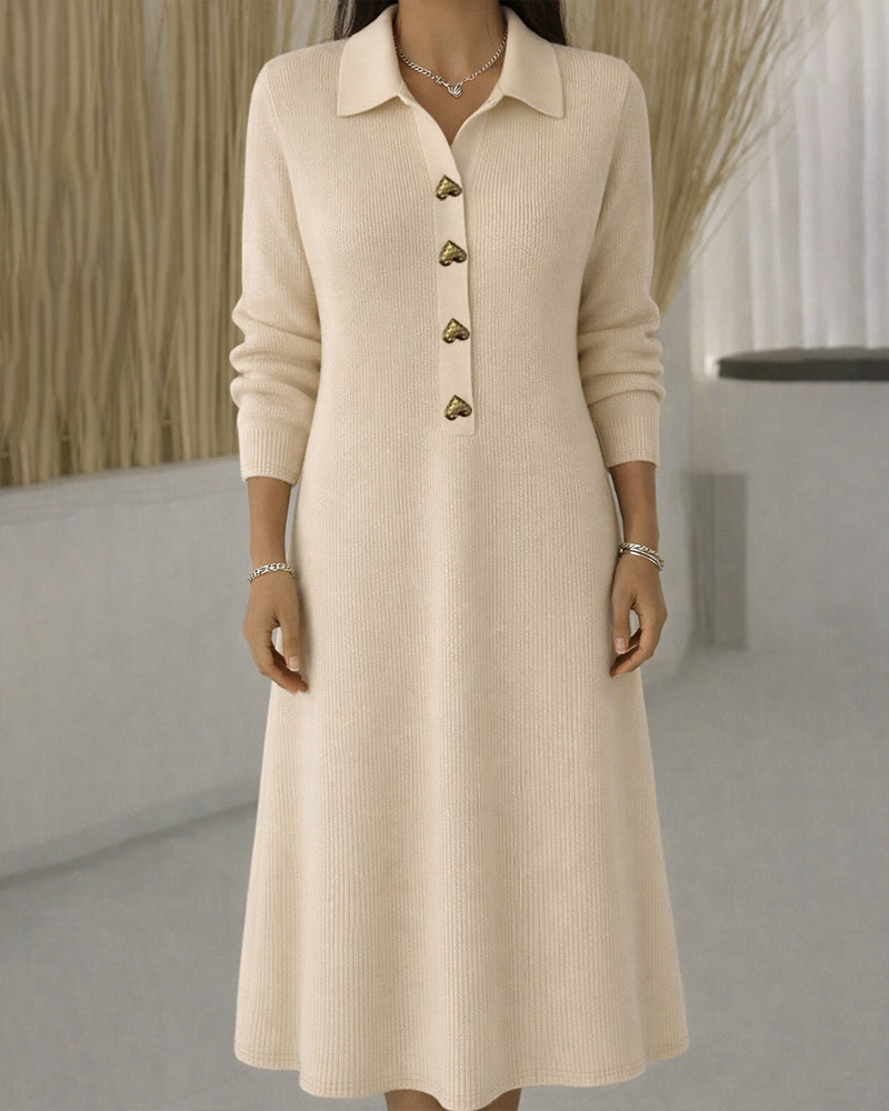 Zeagoo Women's Classic Heart Shaped Button Ribbed Knit Dress