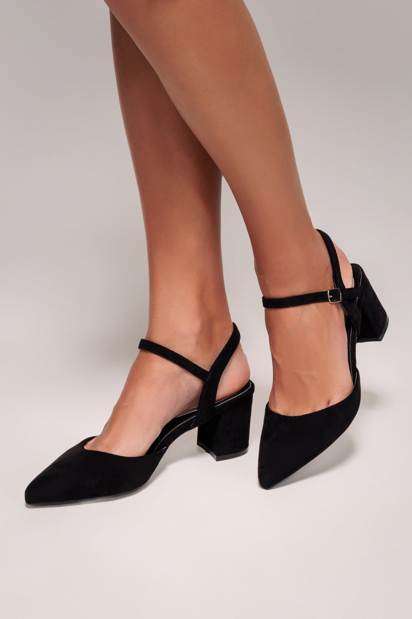 Goddiva Pointed Slingback Block Heels