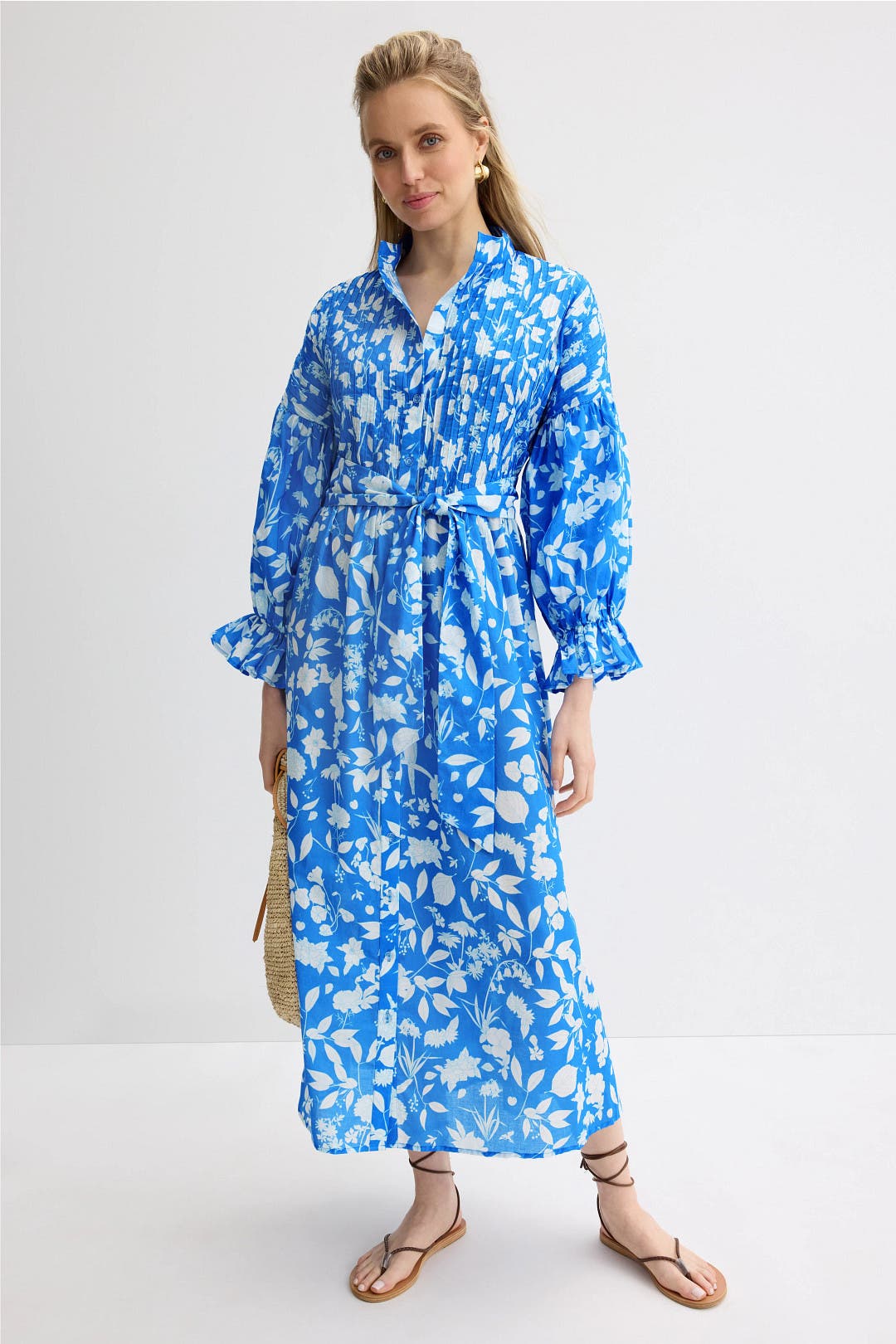 Sheridan French The Every Body Dress Blue-white-print