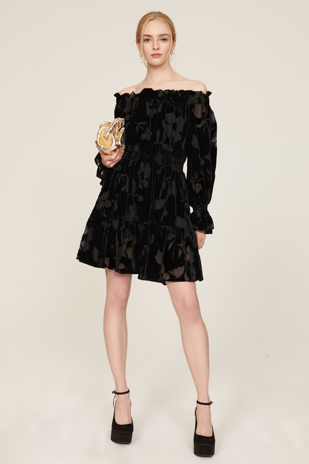 Sfizio Flouncy Floral Dress Black-print