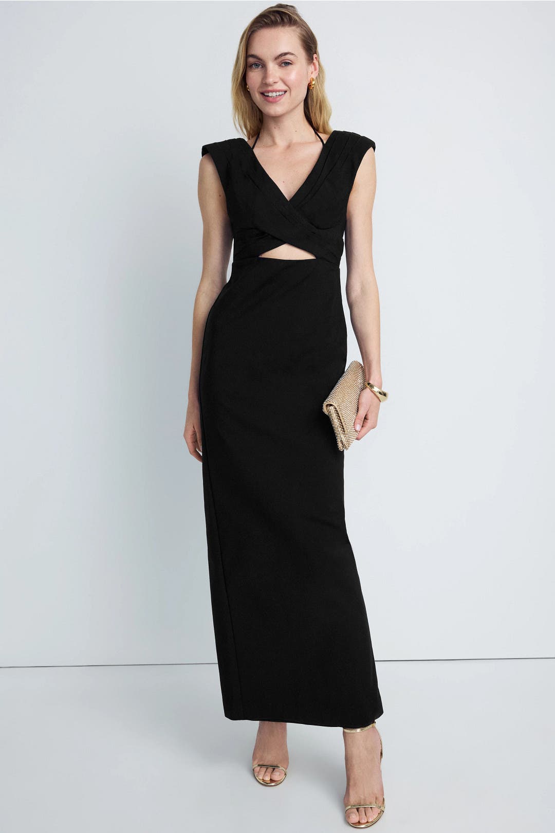 Shona Joy Lani Cross Front Maxi Dress Black