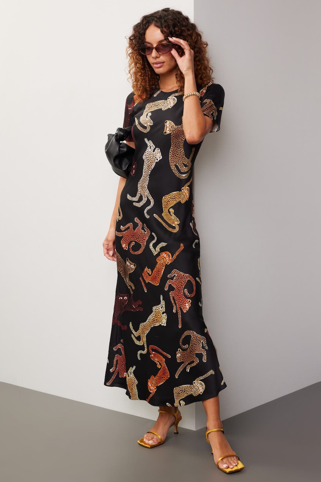 Silk Laundry Jaguar Dress Multicolored-black-print