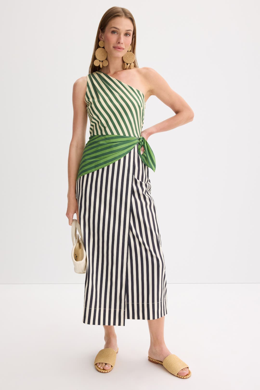 Simonmiller Belem Poplin Midi Dress Green-white-print