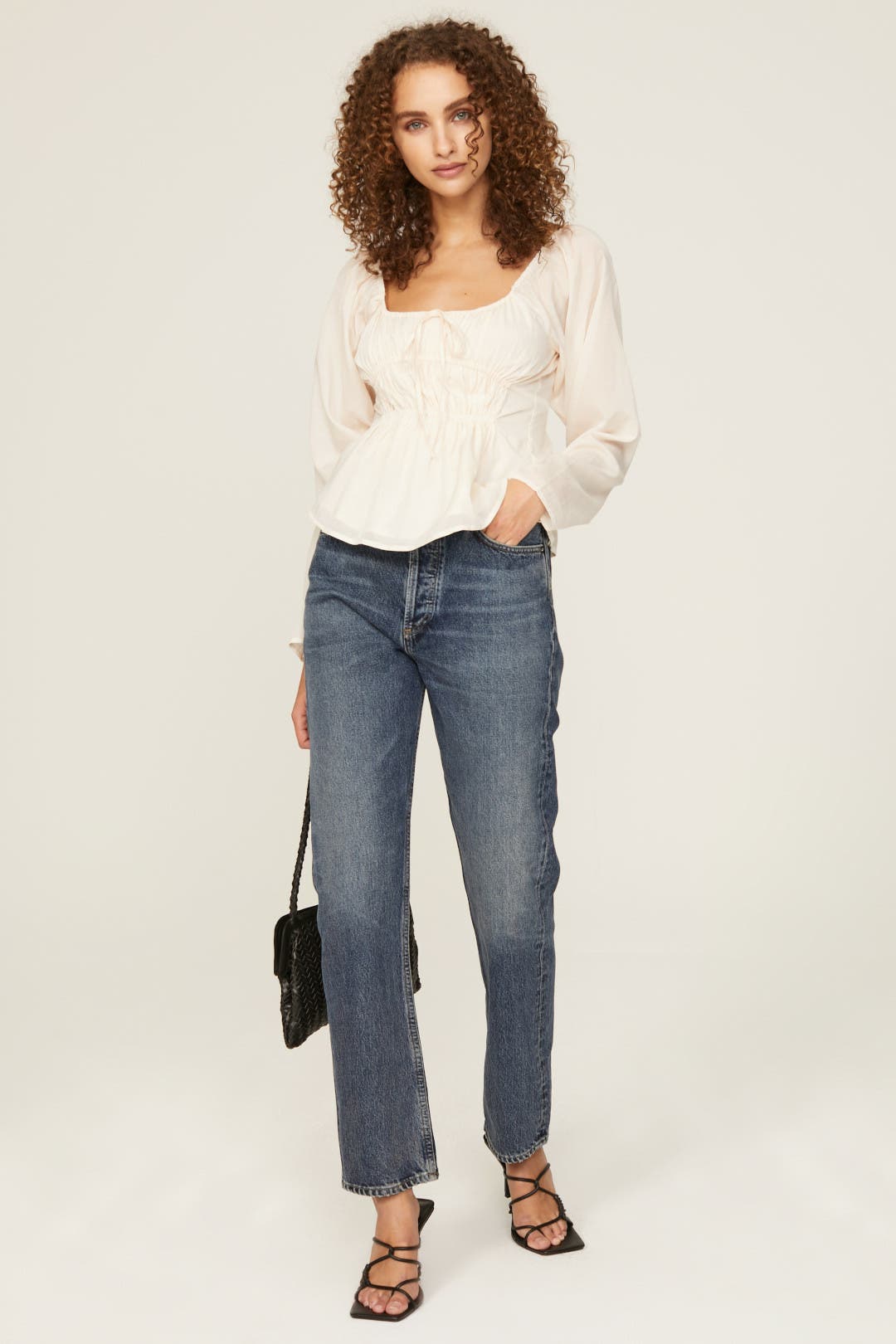 Something Navy Cream Ced Front Blouse Cream
