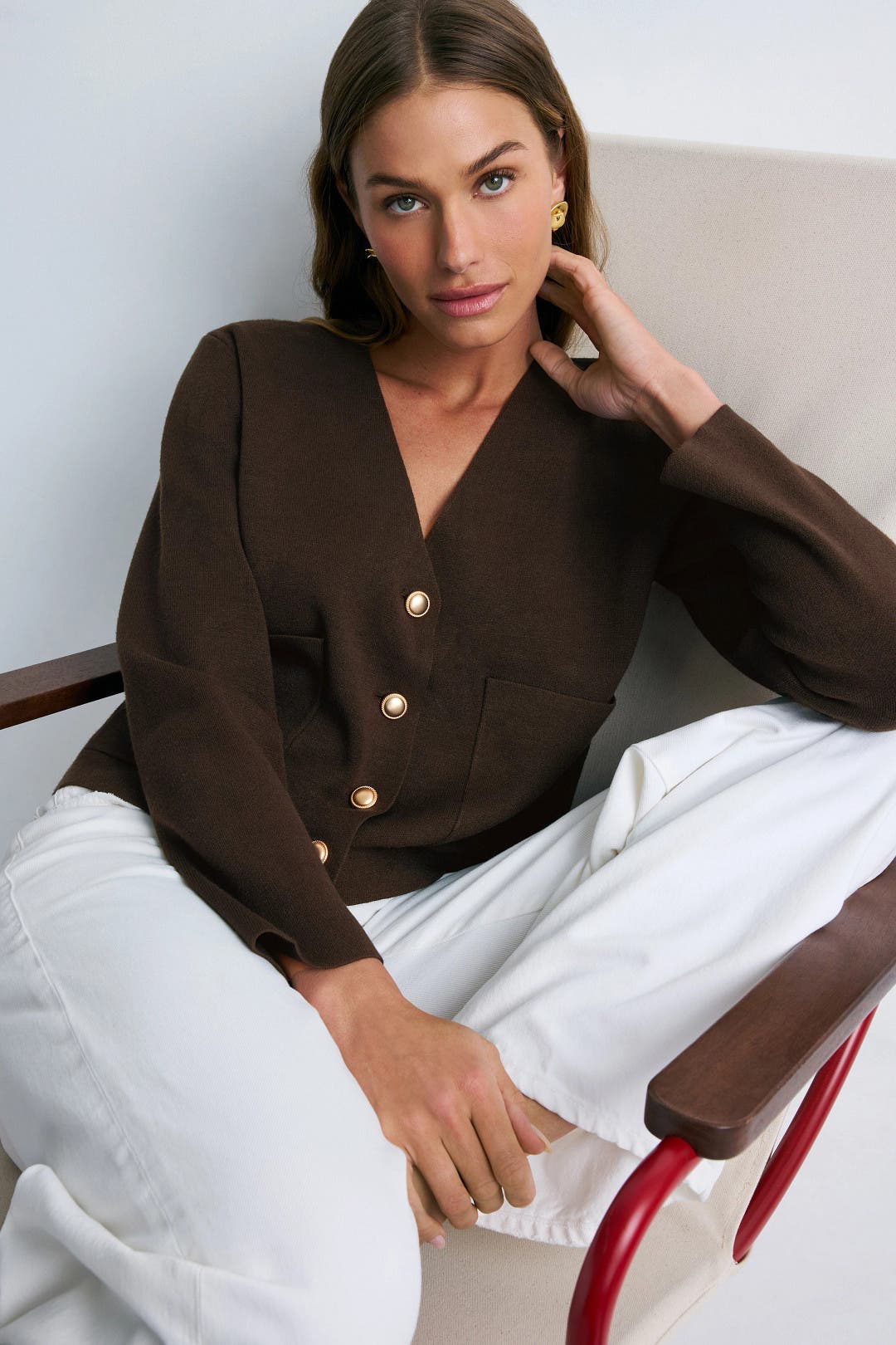 Splendid Libby Cropped Cardigan Brown