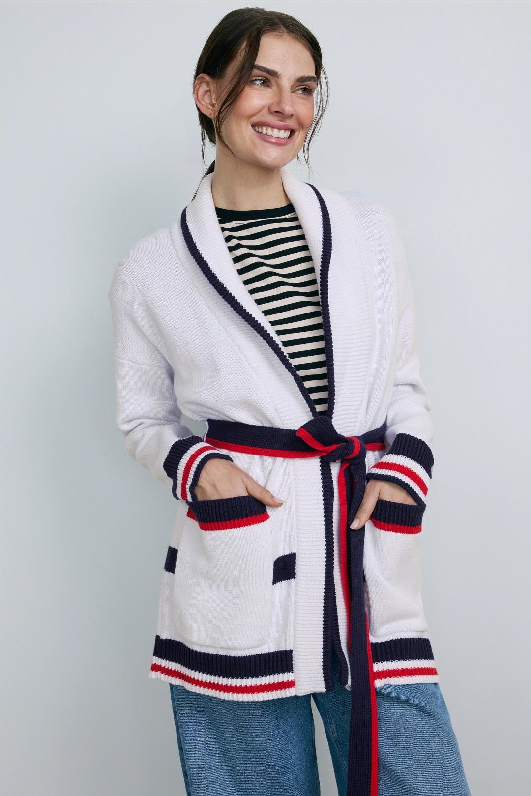 Splendid Set Sail Cardigan Cream-blue