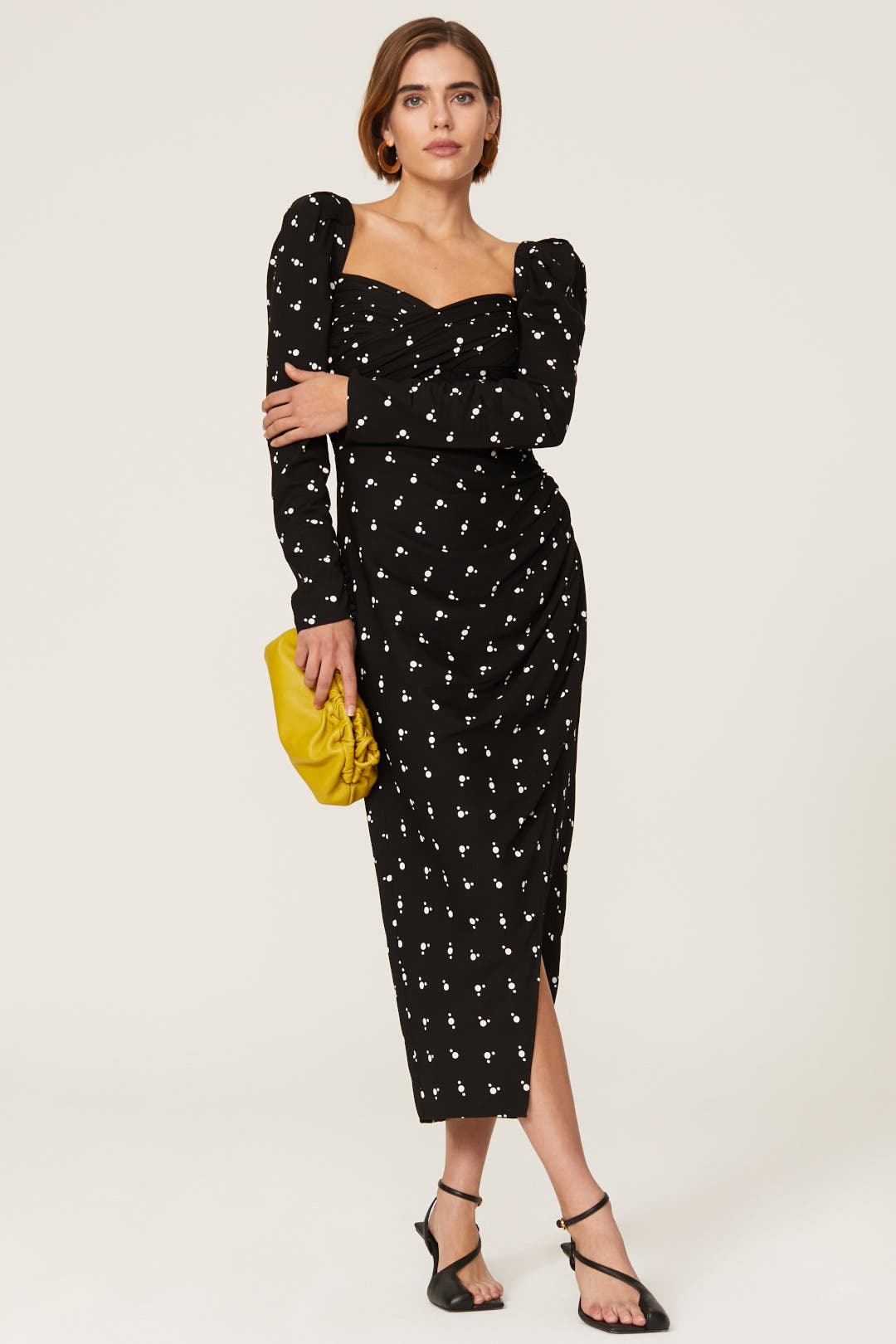 Self-Portrait Polka Dot Puff Sleeve Dress Black-white-print