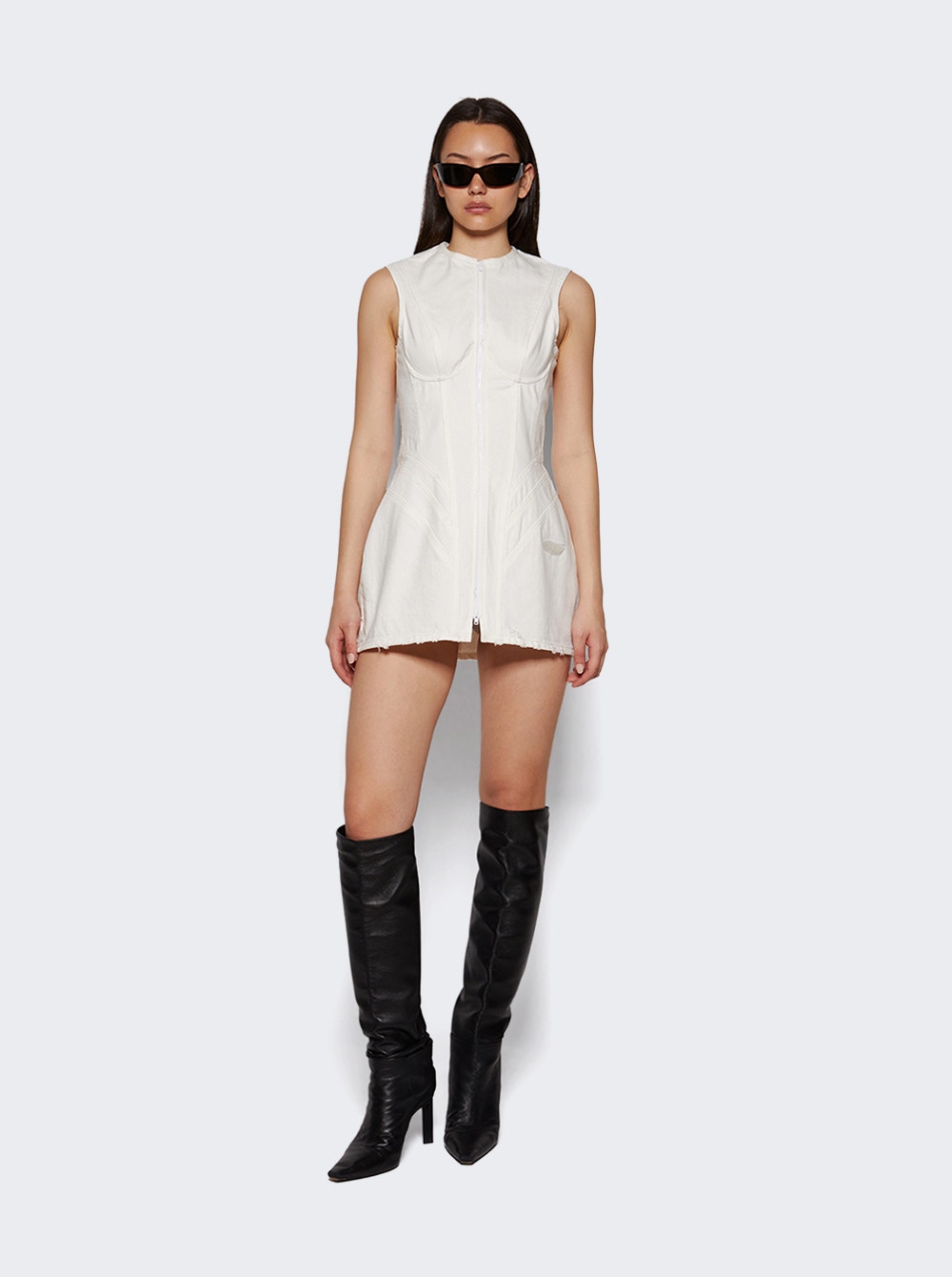 Perfect Body Jean Dress White