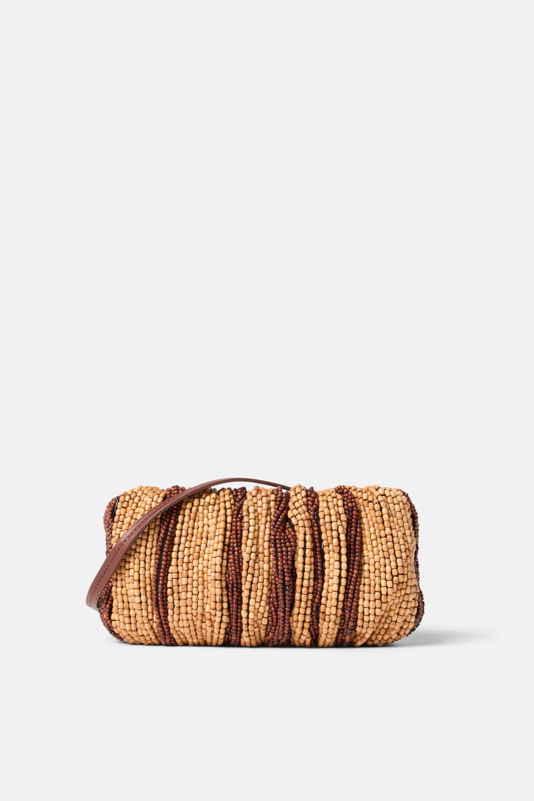 Staud Accessories Bean Wood Beaded Bag Brown