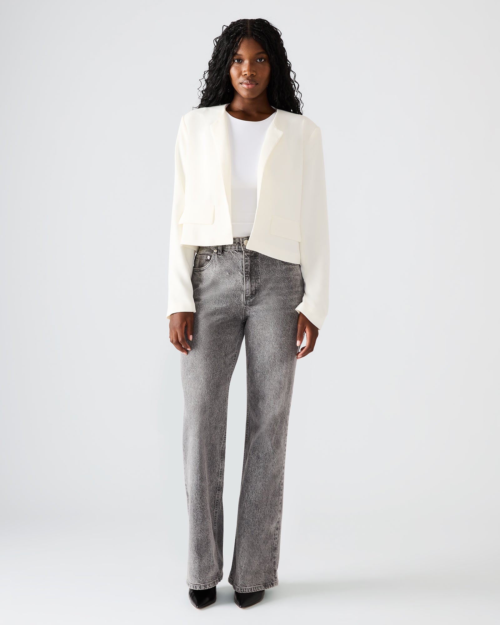 Steve Madden Women's Serenea Blazer Long Sleeve Blazers Jackets & Coats - White - Size
