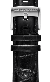 Genuine Italian Leather mm Dress Watch Strap Black - Dark Grey Buckle