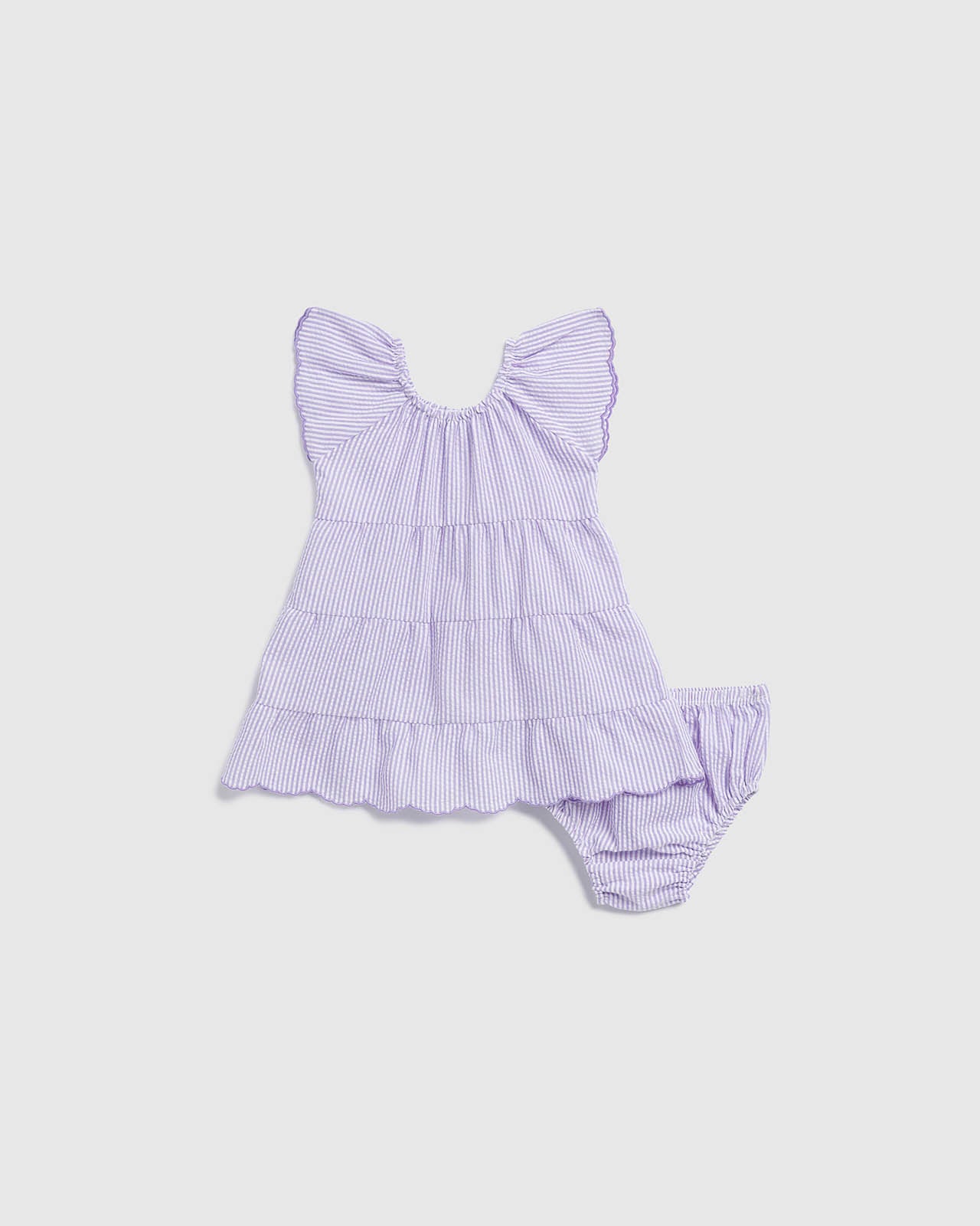 Splendid - Infant Girl Orchid Stripe Dress - WhiteSoft Orchid