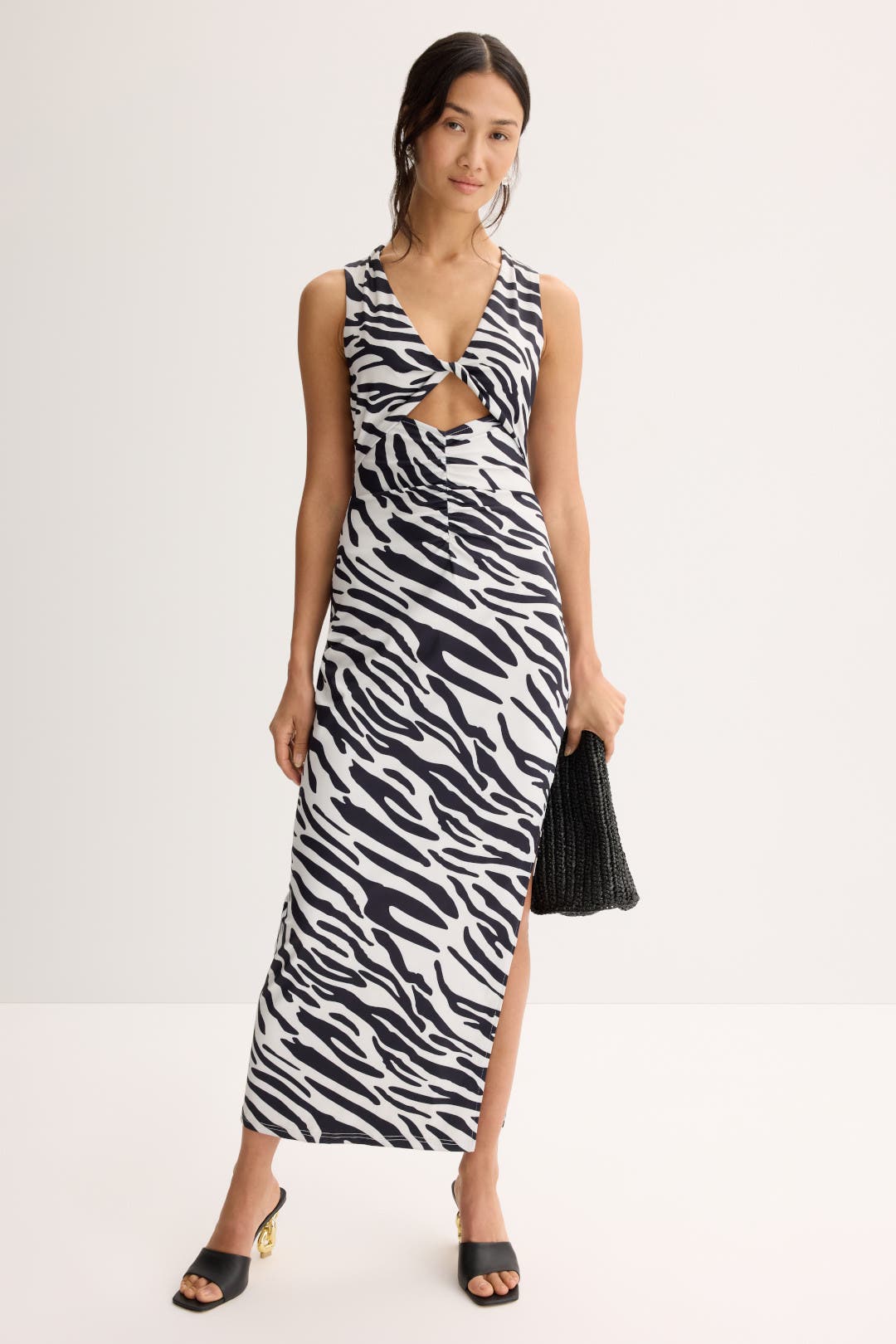 Suboo Zambezi Twist front Maxi Dress Black-white-print