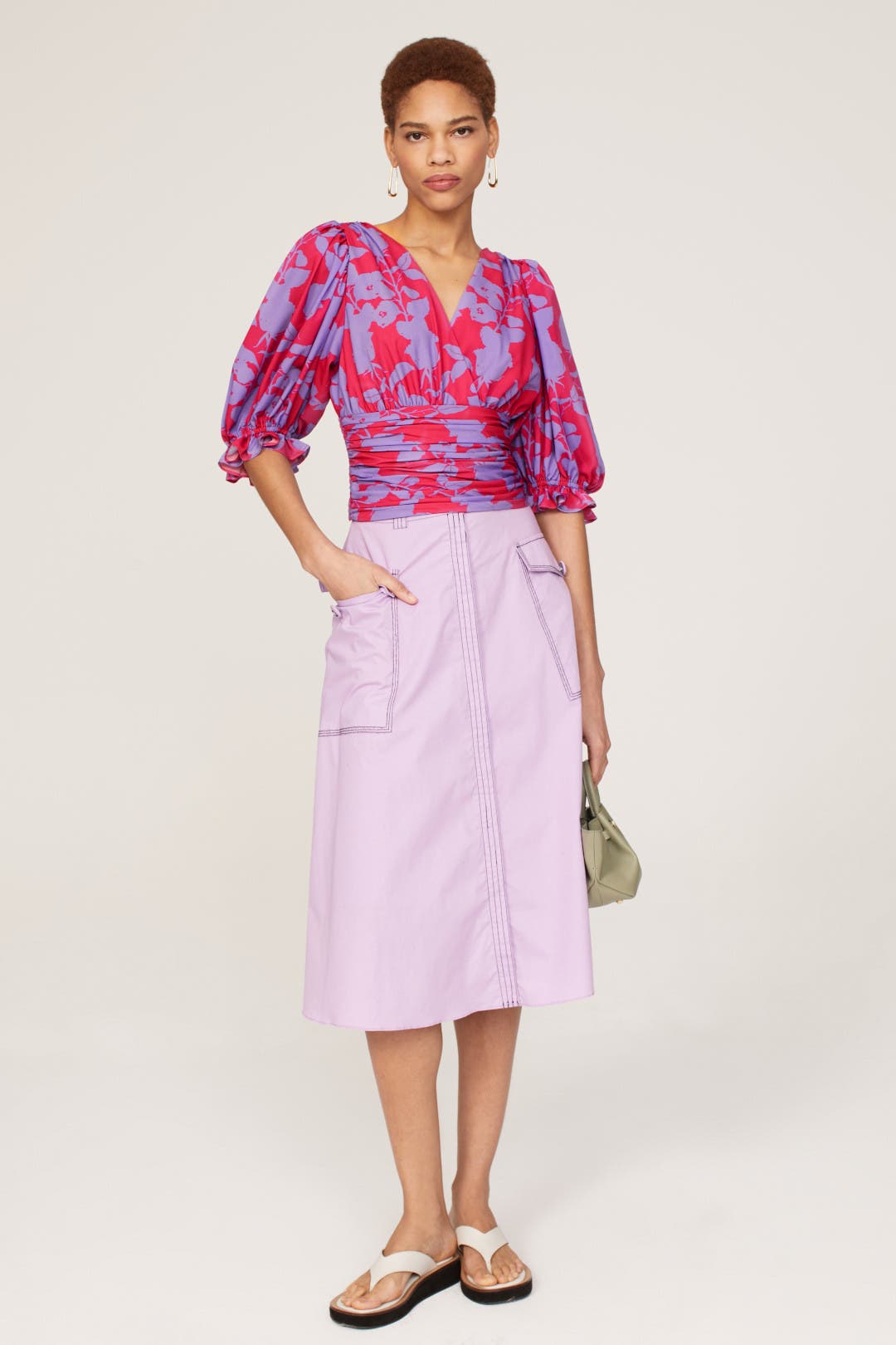 Slate & Willow Pink Floral Crop Top Pink-purple-print