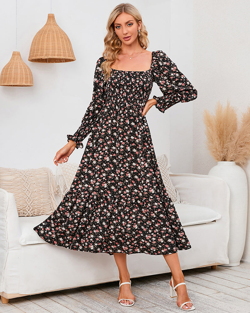 Long Sleeve V Neck Knitted Pencil Dress Jumper Long Dress - Black