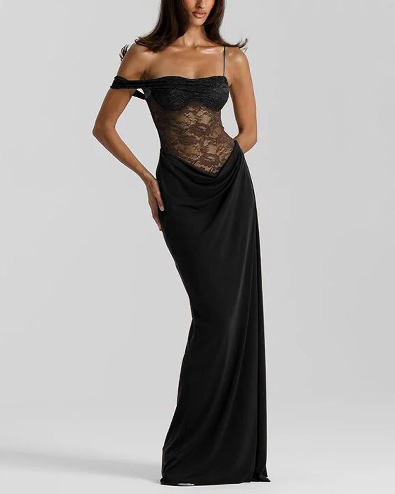 Zeagoo Elegant Lace Splice Formal Dress for Women Casual Summer Vacation
